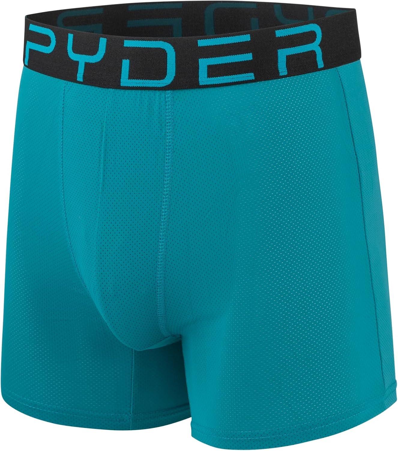 imageSpyder Mens Boxer Briefs Performance Nylon Mesh Sports UnderwearBlackGreyBlackTurquoise