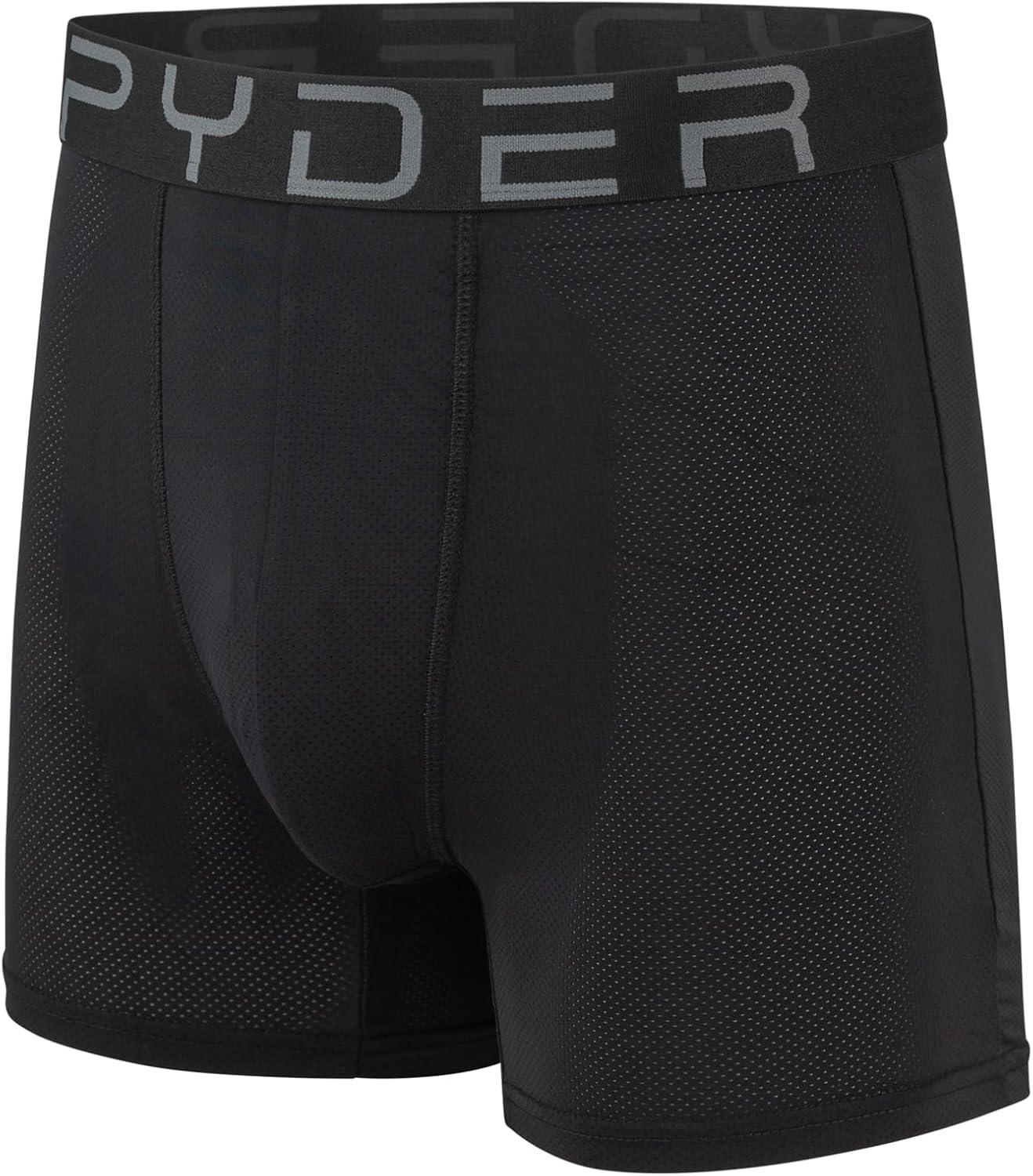 imageSpyder Mens Boxer Briefs Performance Nylon Mesh Sports UnderwearBlackGreyBlackTurquoise