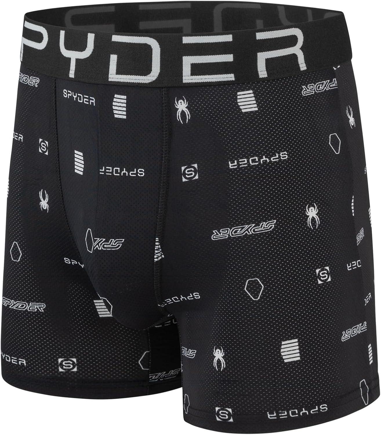 imageSpyder Mens Boxer Briefs Performance Nylon Mesh Sports UnderwearBlackGreyBlackTurquoise