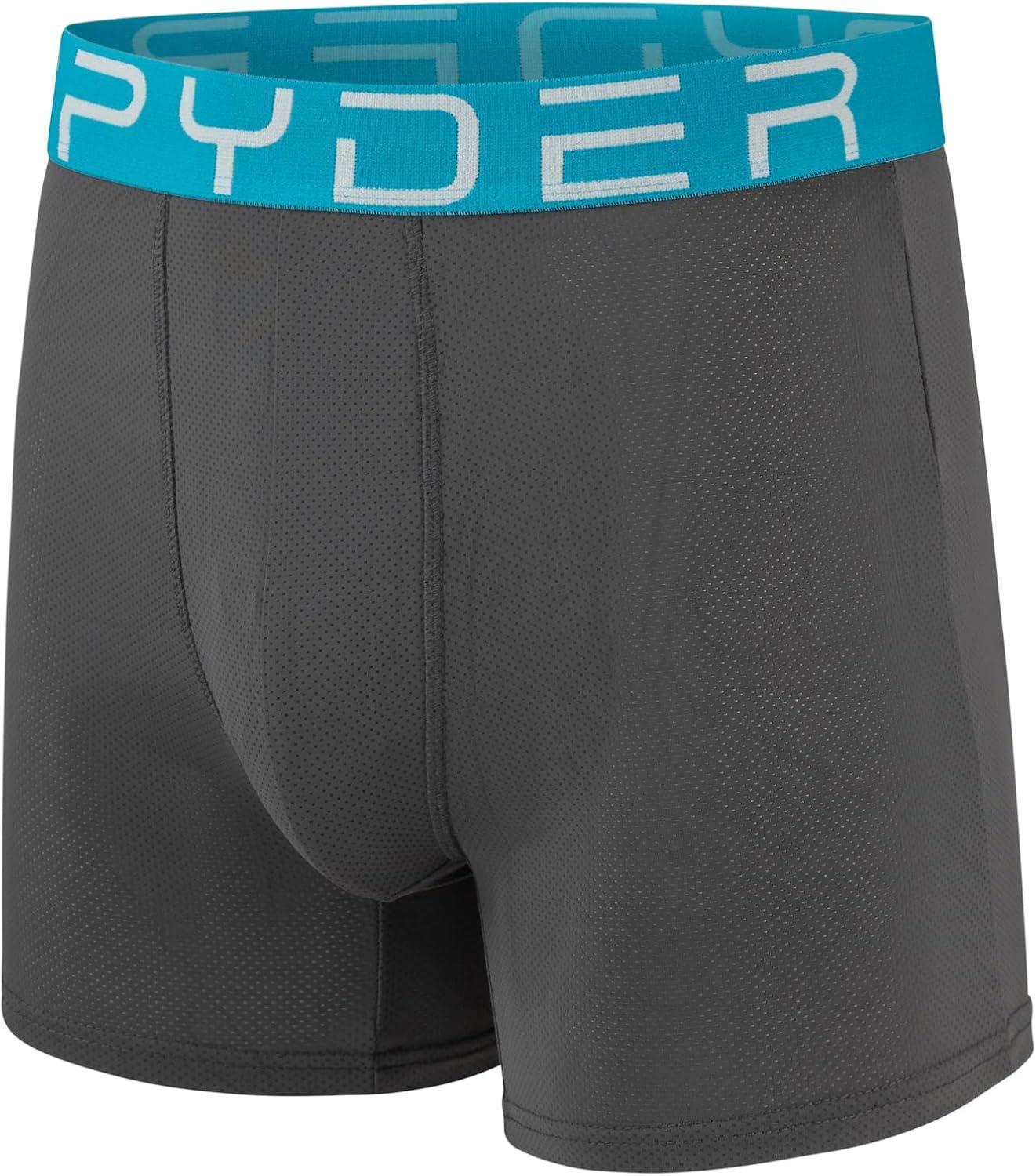 imageSpyder Mens Boxer Briefs Performance Nylon Mesh Sports UnderwearBlackGreyBlackTurquoise