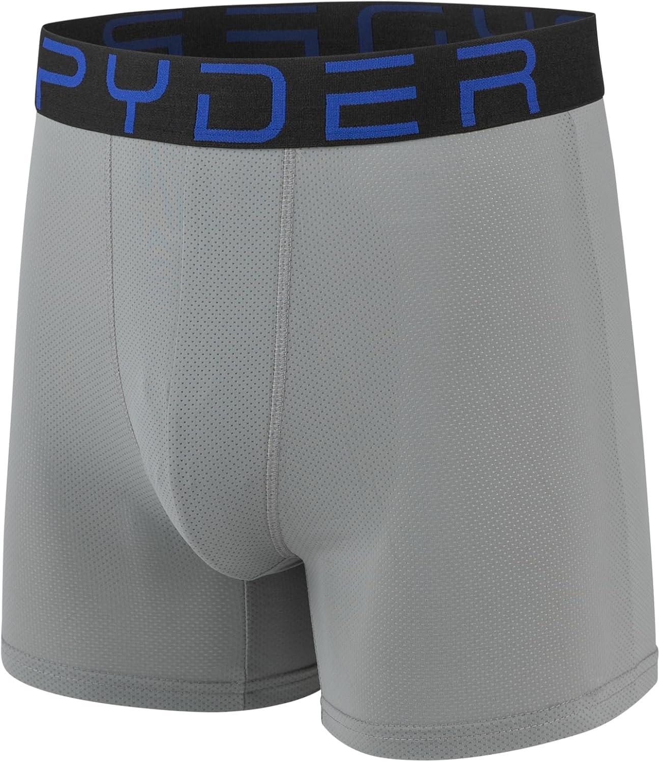 imageSpyder Mens Boxer Briefs Performance Nylon Mesh Sports UnderwearBlackHeatherRedBlack