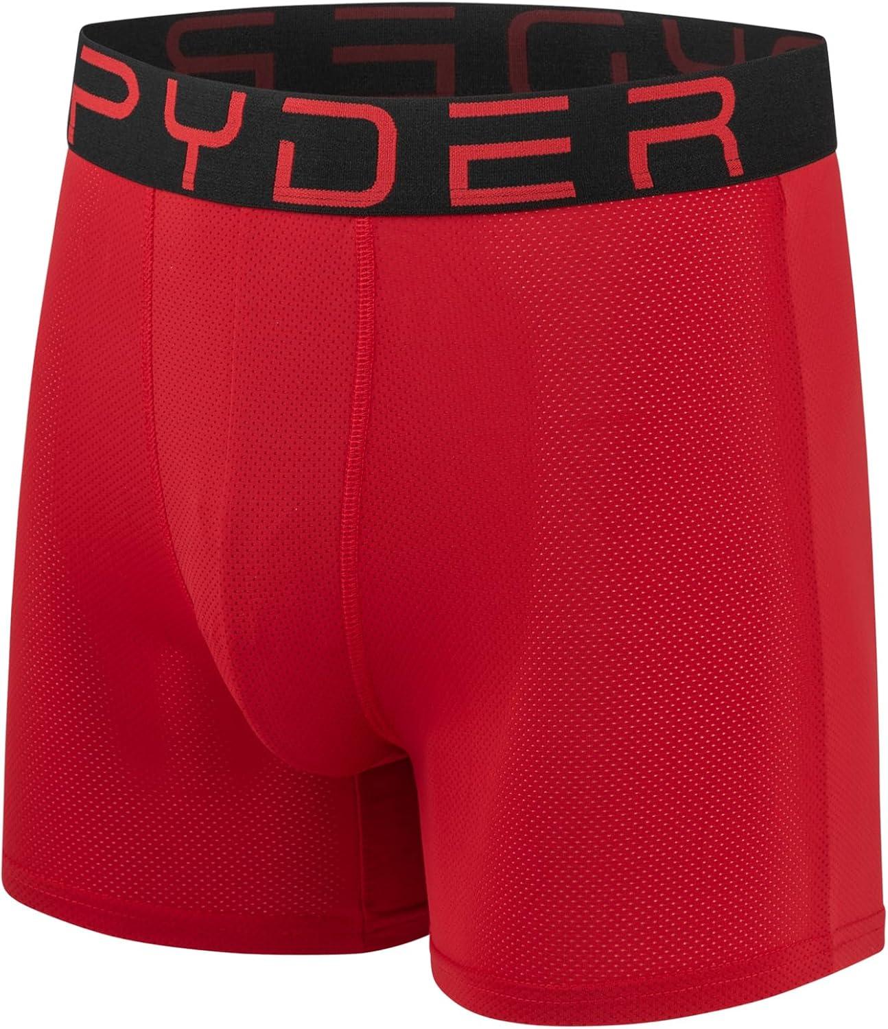 imageSpyder Mens Boxer Briefs Performance Nylon Mesh Sports UnderwearBlackHeatherRedBlack