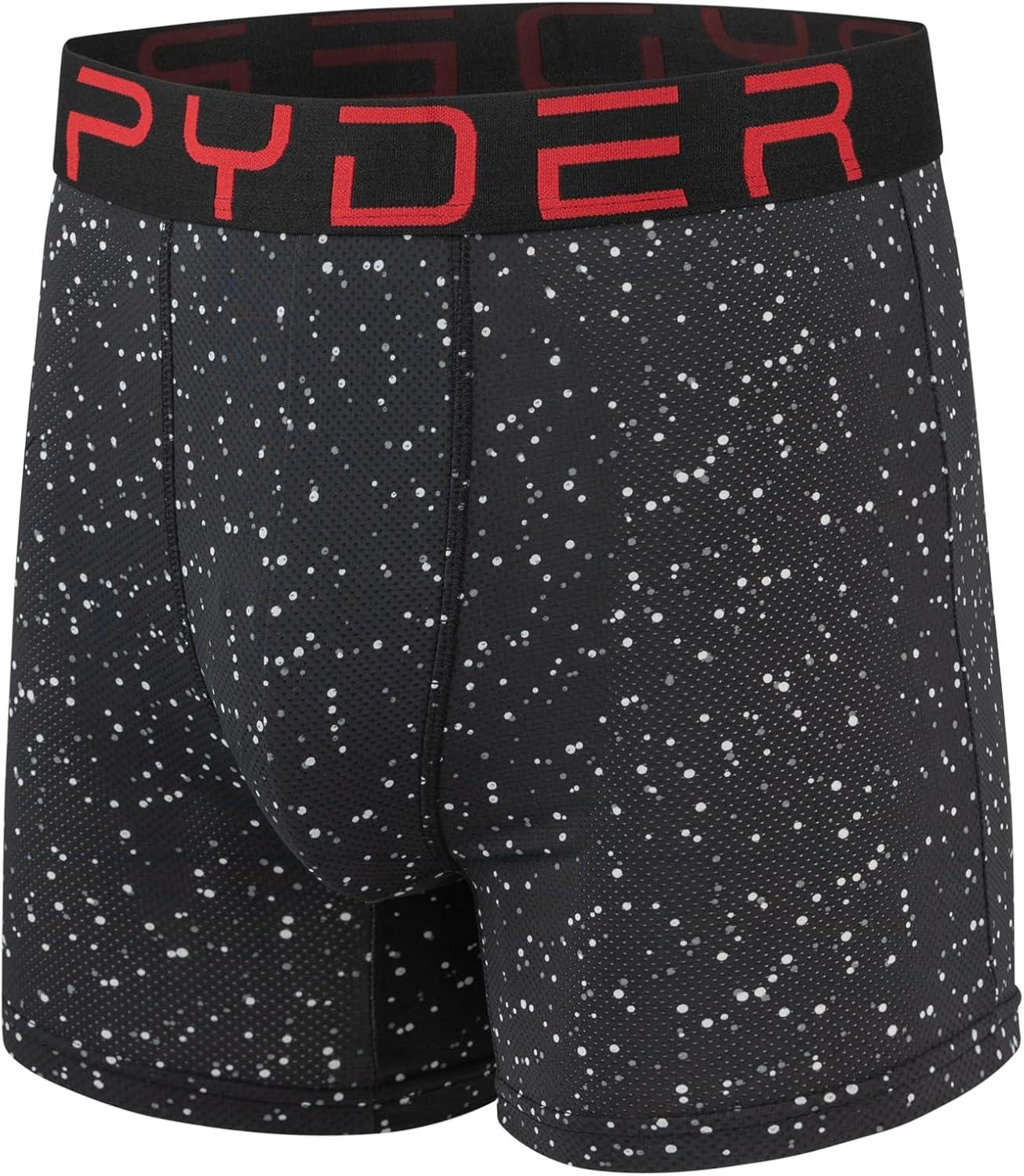imageSpyder Mens Boxer Briefs Performance Nylon Mesh Sports UnderwearBlackHeatherRedBlack