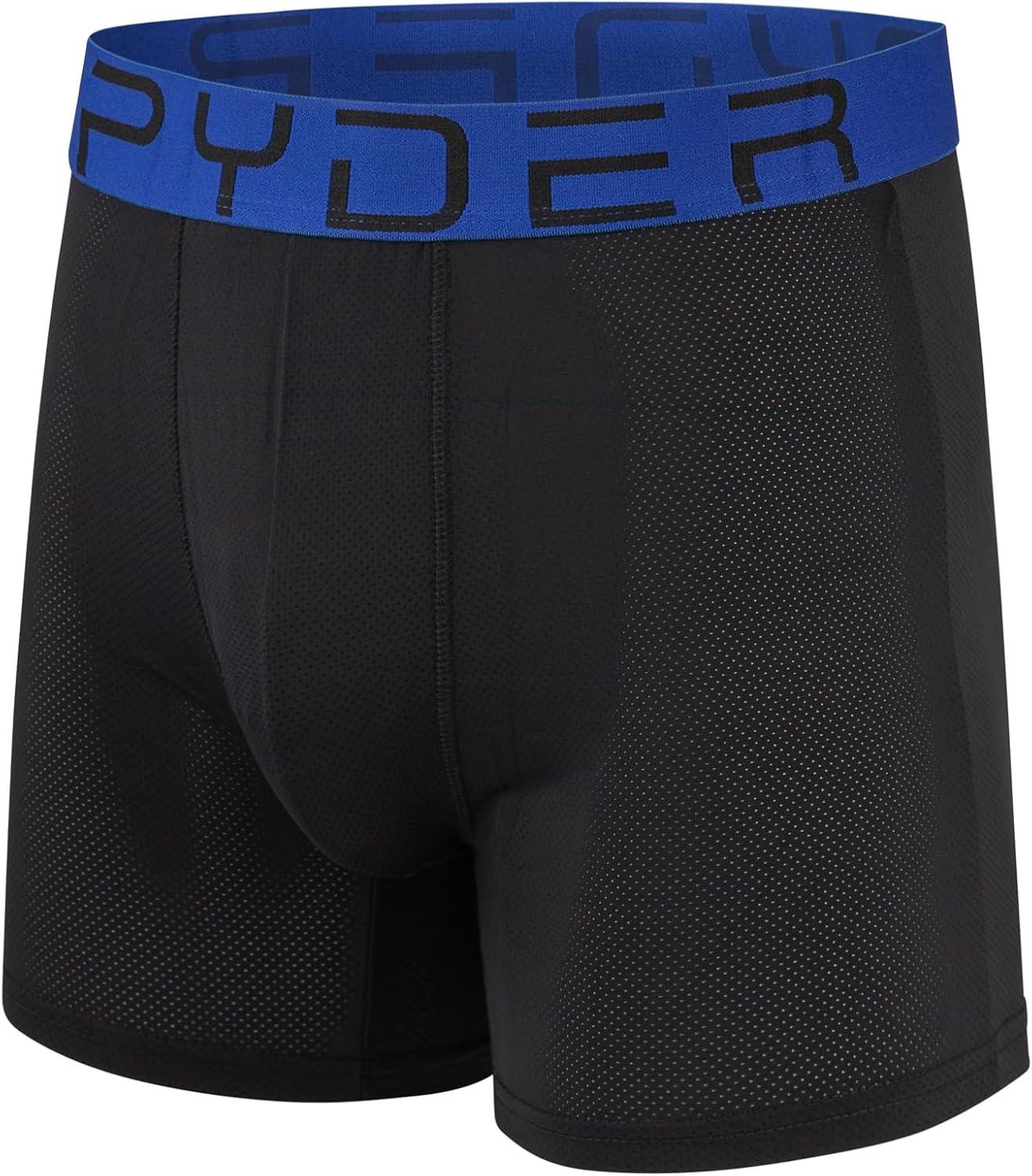 imageSpyder Mens Boxer Briefs Performance Nylon Mesh Sports UnderwearBlackHeatherRedBlack