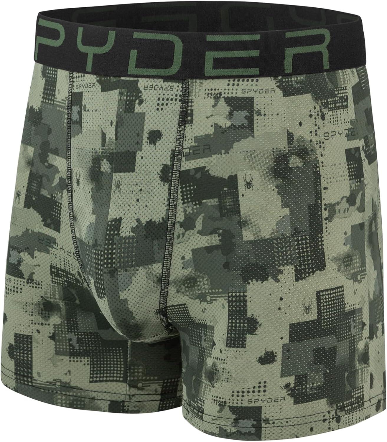 imageSpyder Mens Boxer Briefs Performance Nylon Mesh Sports UnderwearGreenBlackGreenBrown