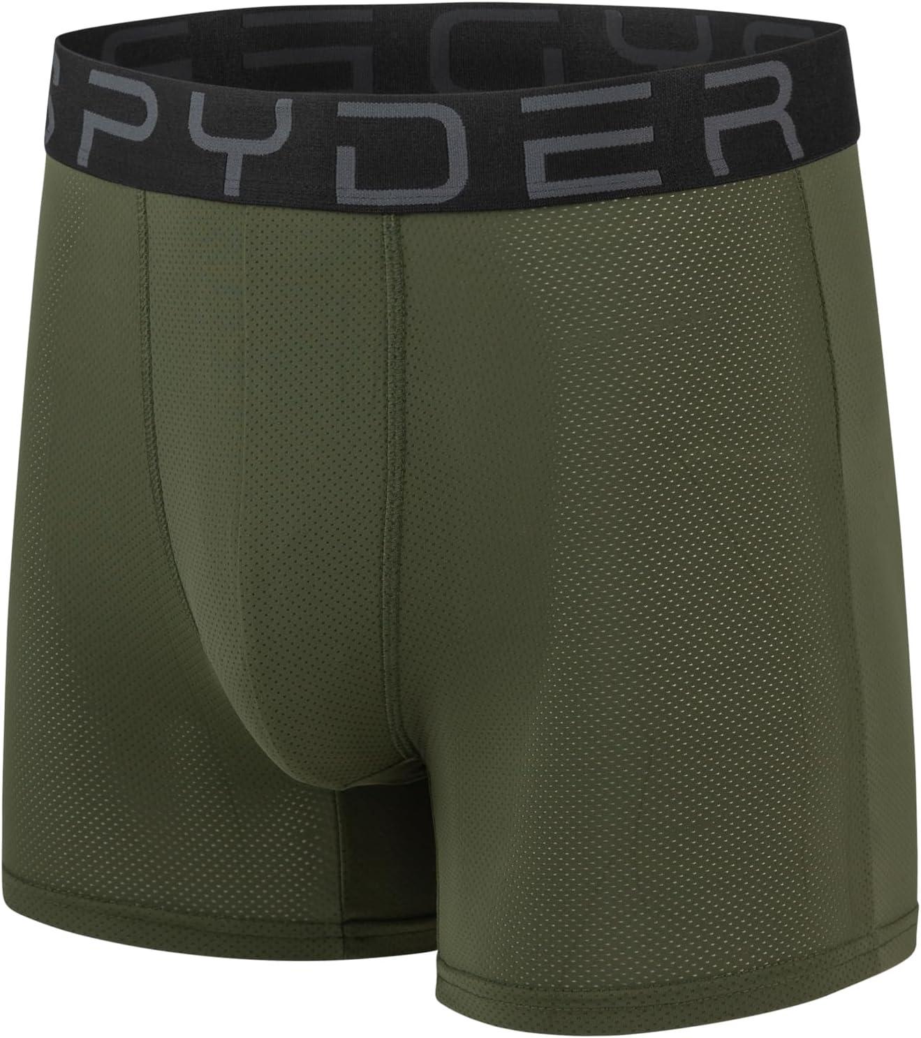 imageSpyder Mens Boxer Briefs Performance Nylon Mesh Sports UnderwearGreenBlackGreenBrown