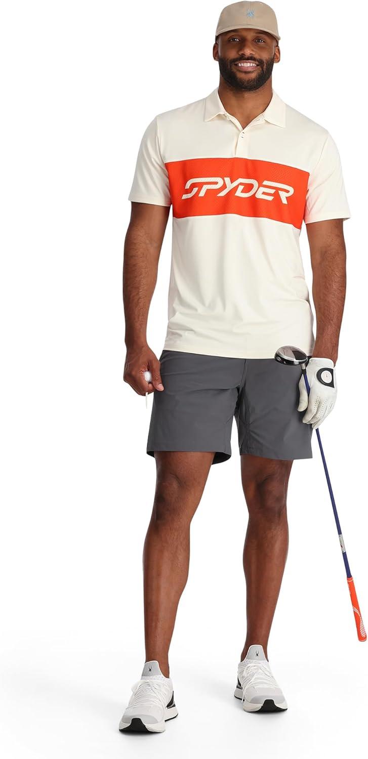 imageSpyder Mens Olson Short Sleeve Golf Polo ShirtGreige