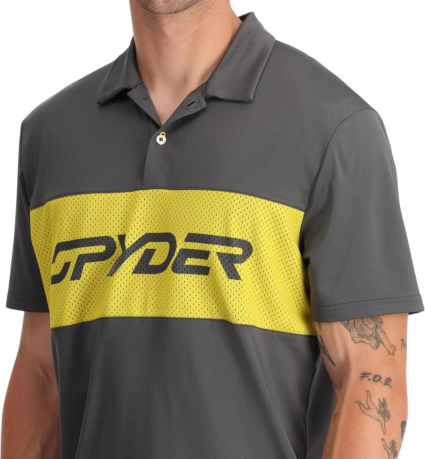 imageSpyder Mens Olson Short Sleeve Golf Polo ShirtPolar