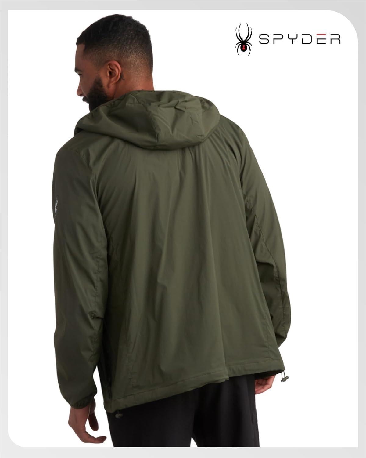 imageSpyder Mens Rain Jacket Water Resistant Hooded Windbreaker Lightweight Rain Coats for Travel and Golf Sizes SLOlive