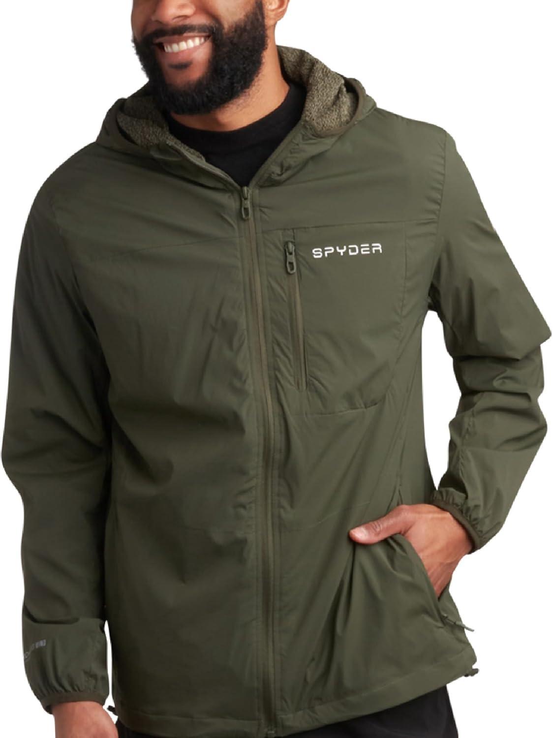 imageSpyder Mens Rain Jacket Water Resistant Hooded Windbreaker Lightweight Rain Coats for Travel and Golf Sizes SLOlive