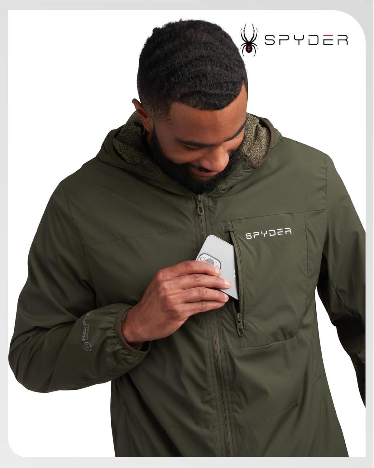 imageSpyder Mens Rain Jacket Water Resistant Hooded Windbreaker Lightweight Rain Coats for Travel and Golf Sizes SLOlive