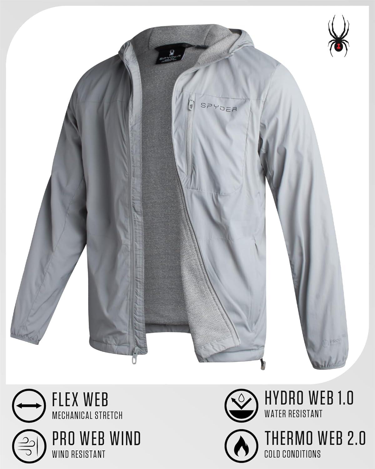 imageSpyder Mens Rain Jacket Water Resistant Hooded Windbreaker Lightweight Rain Coats for Travel and Golf Sizes SLPewter