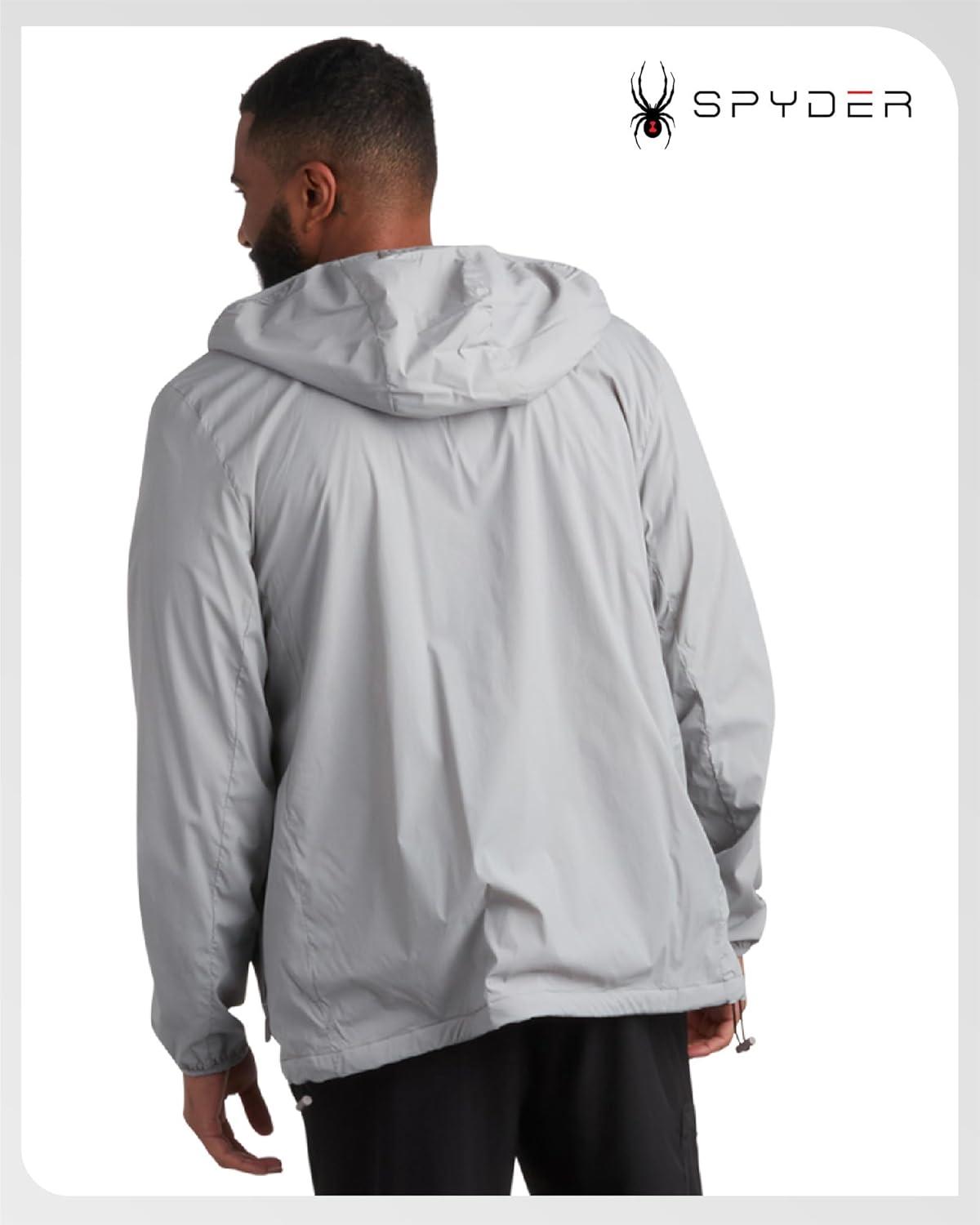 imageSpyder Mens Rain Jacket Water Resistant Hooded Windbreaker Lightweight Rain Coats for Travel and Golf Sizes SLPewter