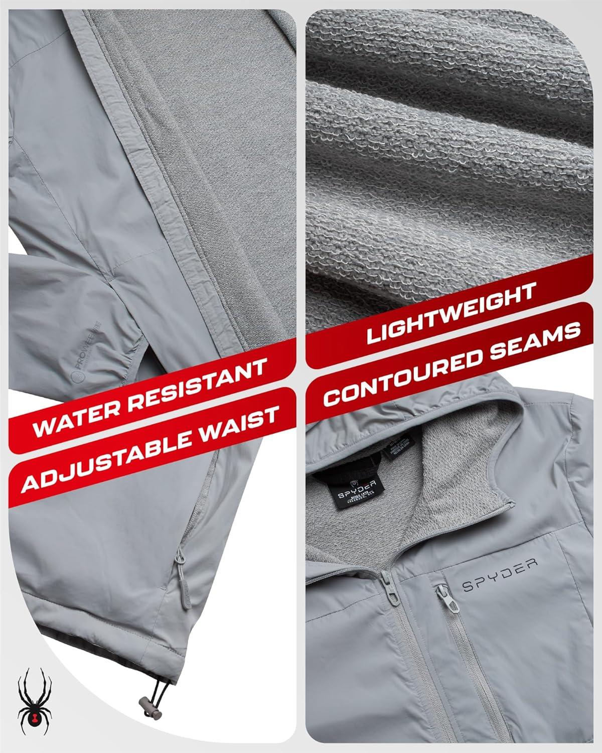 imageSpyder Mens Rain Jacket Water Resistant Hooded Windbreaker Lightweight Rain Coats for Travel and Golf Sizes SLPewter