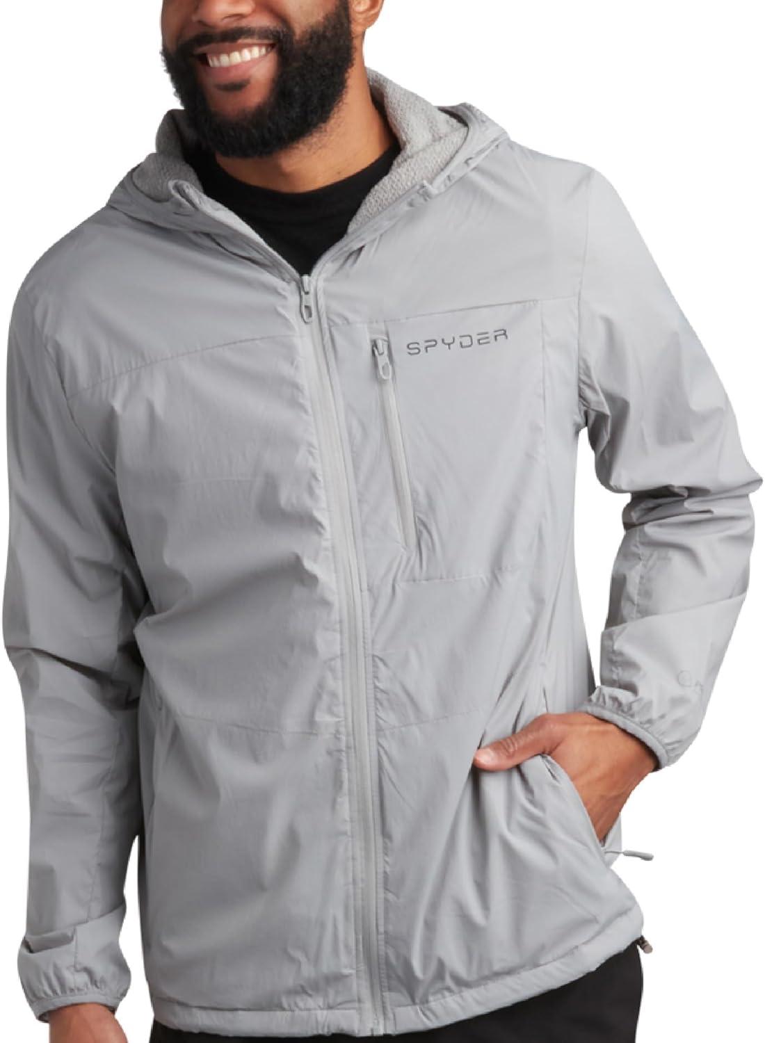 imageSpyder Mens Rain Jacket Water Resistant Hooded Windbreaker Lightweight Rain Coats for Travel and Golf Sizes SLPewter