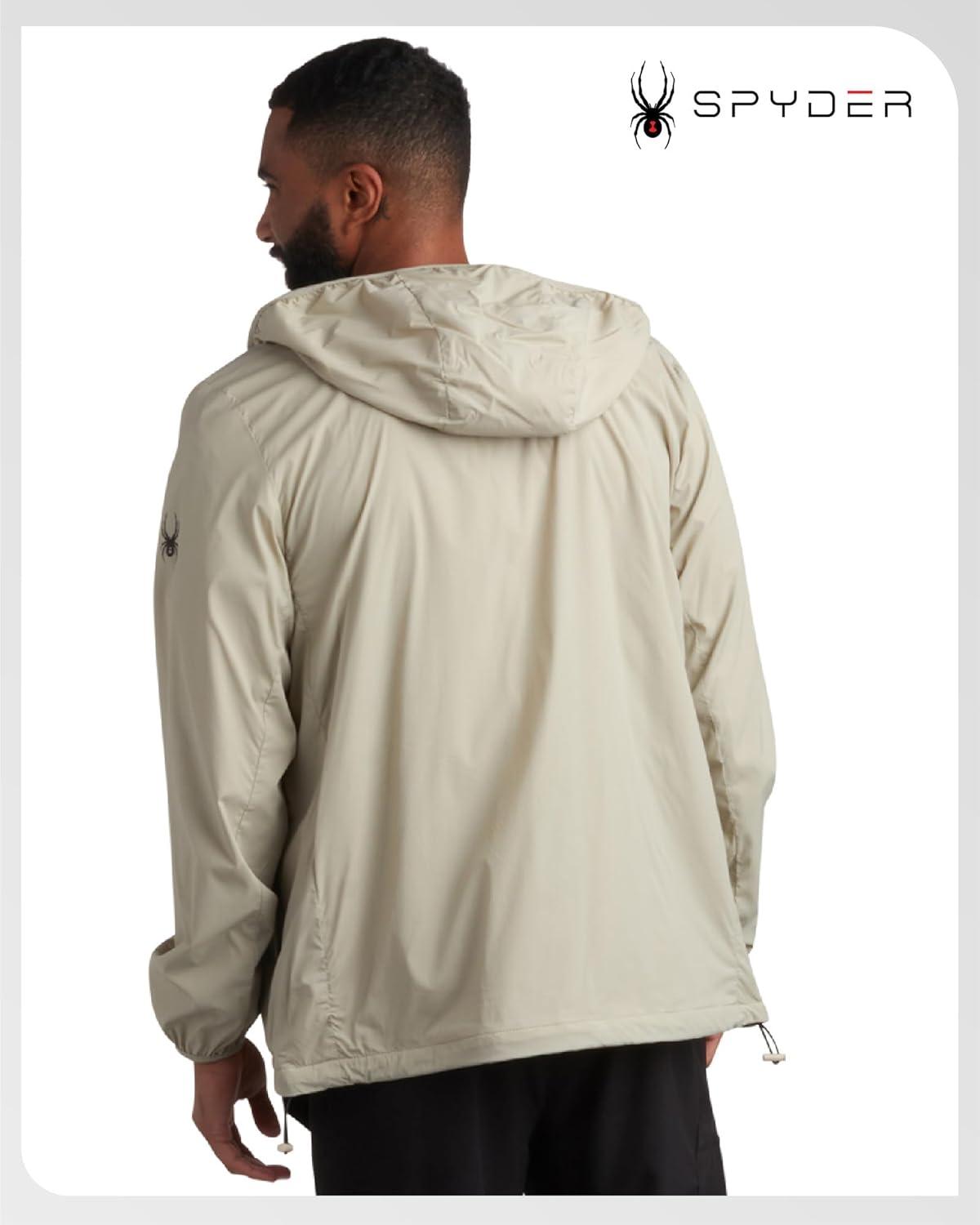 imageSpyder Mens Rain Jacket Water Resistant Hooded Windbreaker Lightweight Rain Coats for Travel and Golf Sizes SLStone