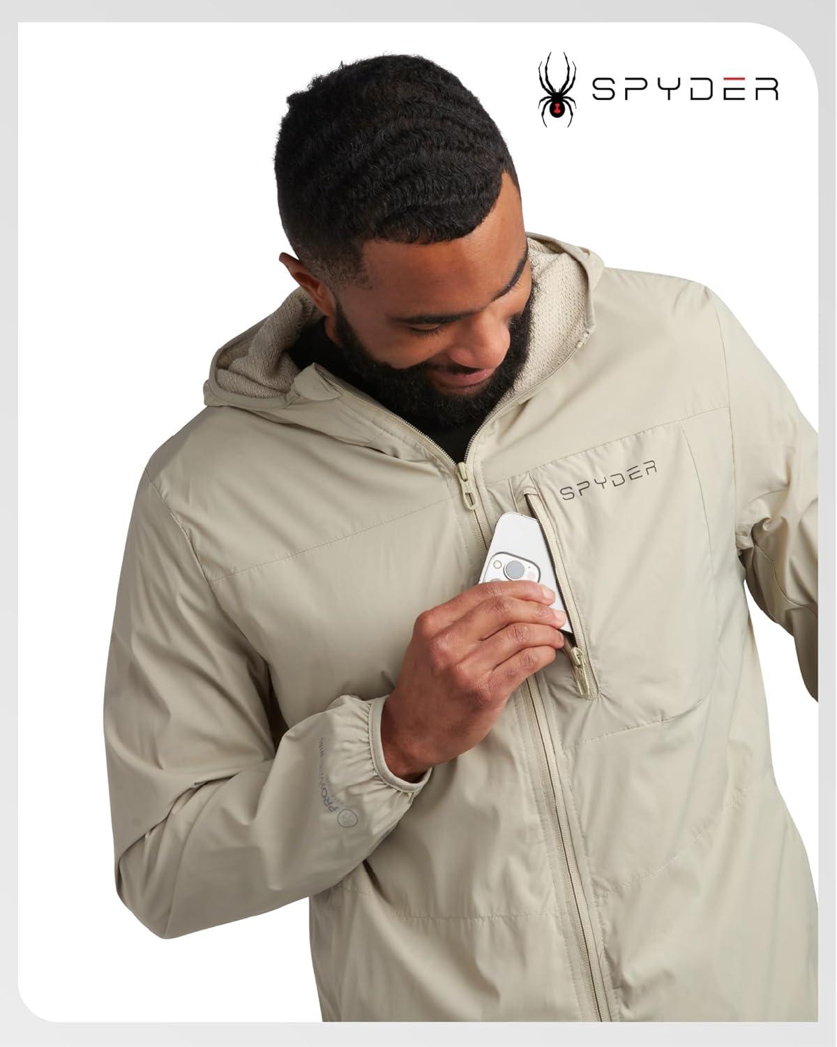 imageSpyder Mens Rain Jacket Water Resistant Hooded Windbreaker Lightweight Rain Coats for Travel and Golf Sizes SLStone
