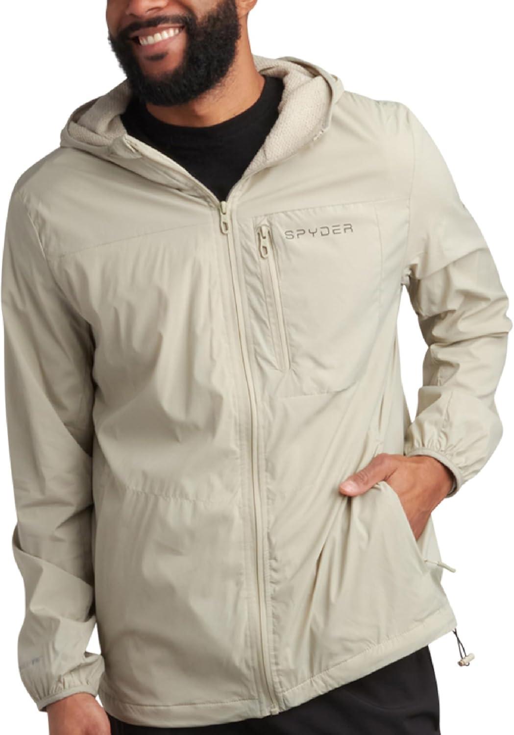 imageSpyder Mens Rain Jacket Water Resistant Hooded Windbreaker Lightweight Rain Coats for Travel and Golf Sizes SLStone