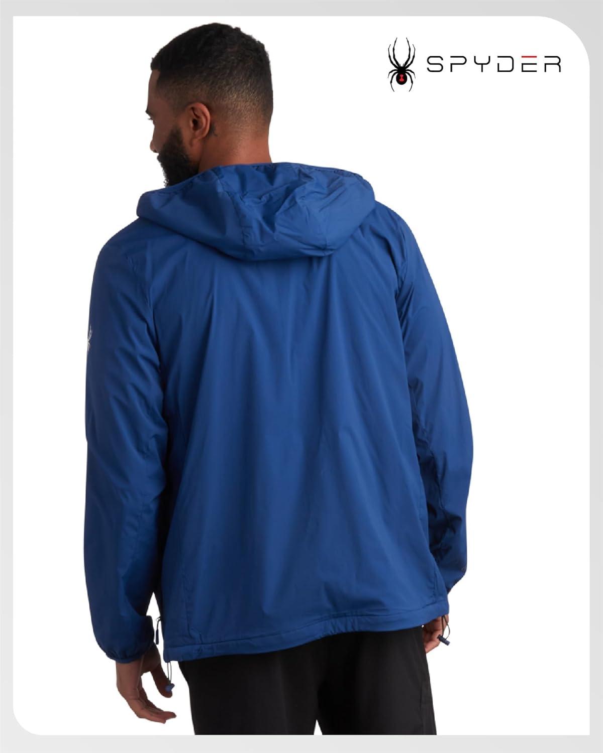 imageSpyder Mens Rain Jacket Water Resistant Hooded Windbreaker Lightweight Rain Coats for Travel and Golf Sizes SLTrue Blue