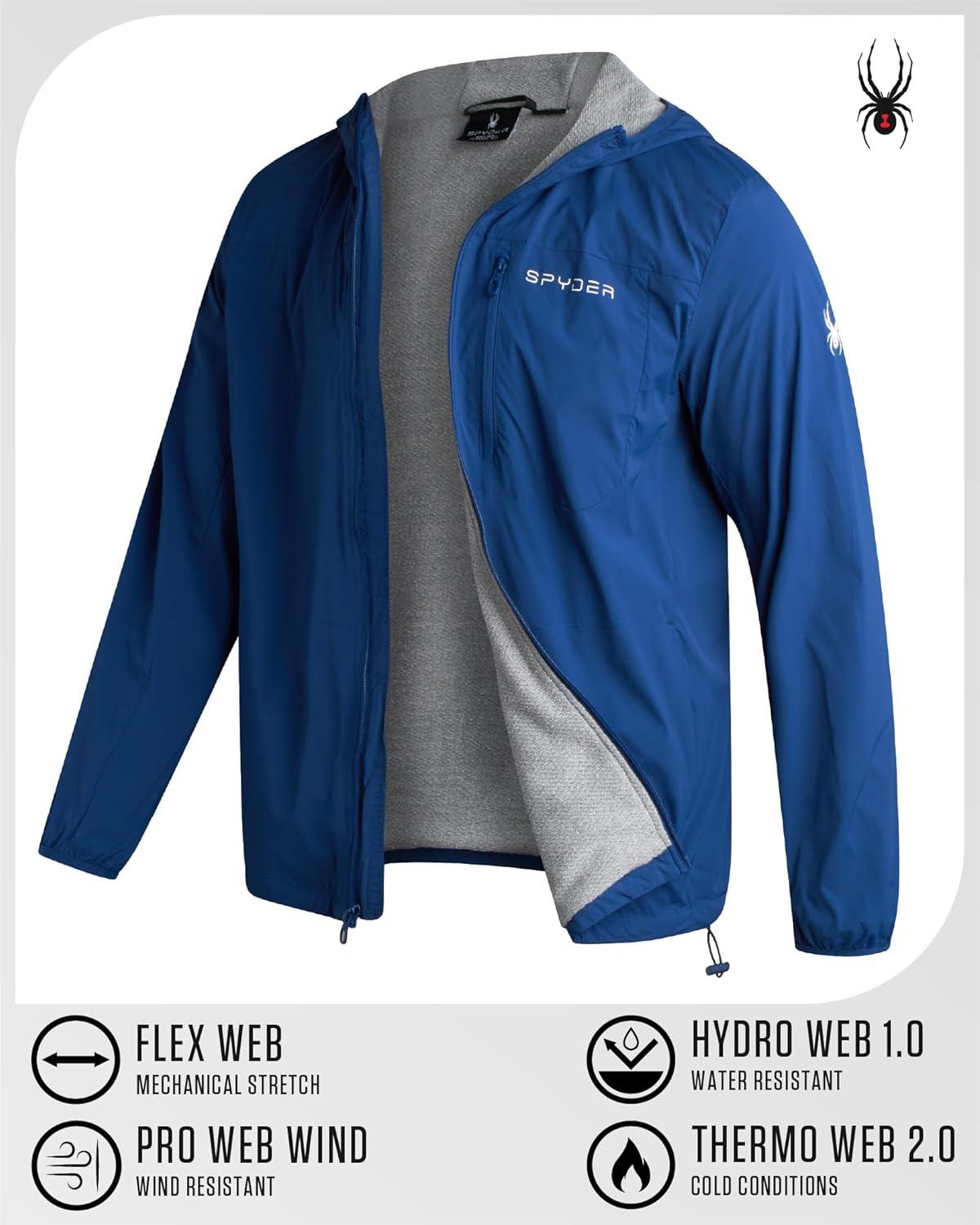imageSpyder Mens Rain Jacket Water Resistant Hooded Windbreaker Lightweight Rain Coats for Travel and Golf Sizes SLTrue Blue