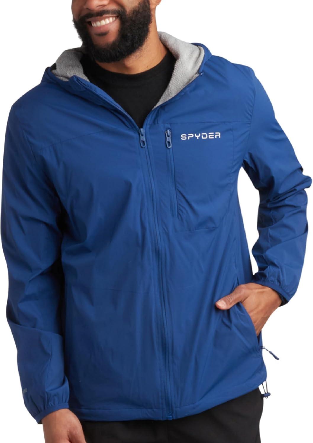 imageSpyder Mens Rain Jacket Water Resistant Hooded Windbreaker Lightweight Rain Coats for Travel and Golf Sizes SLTrue Blue