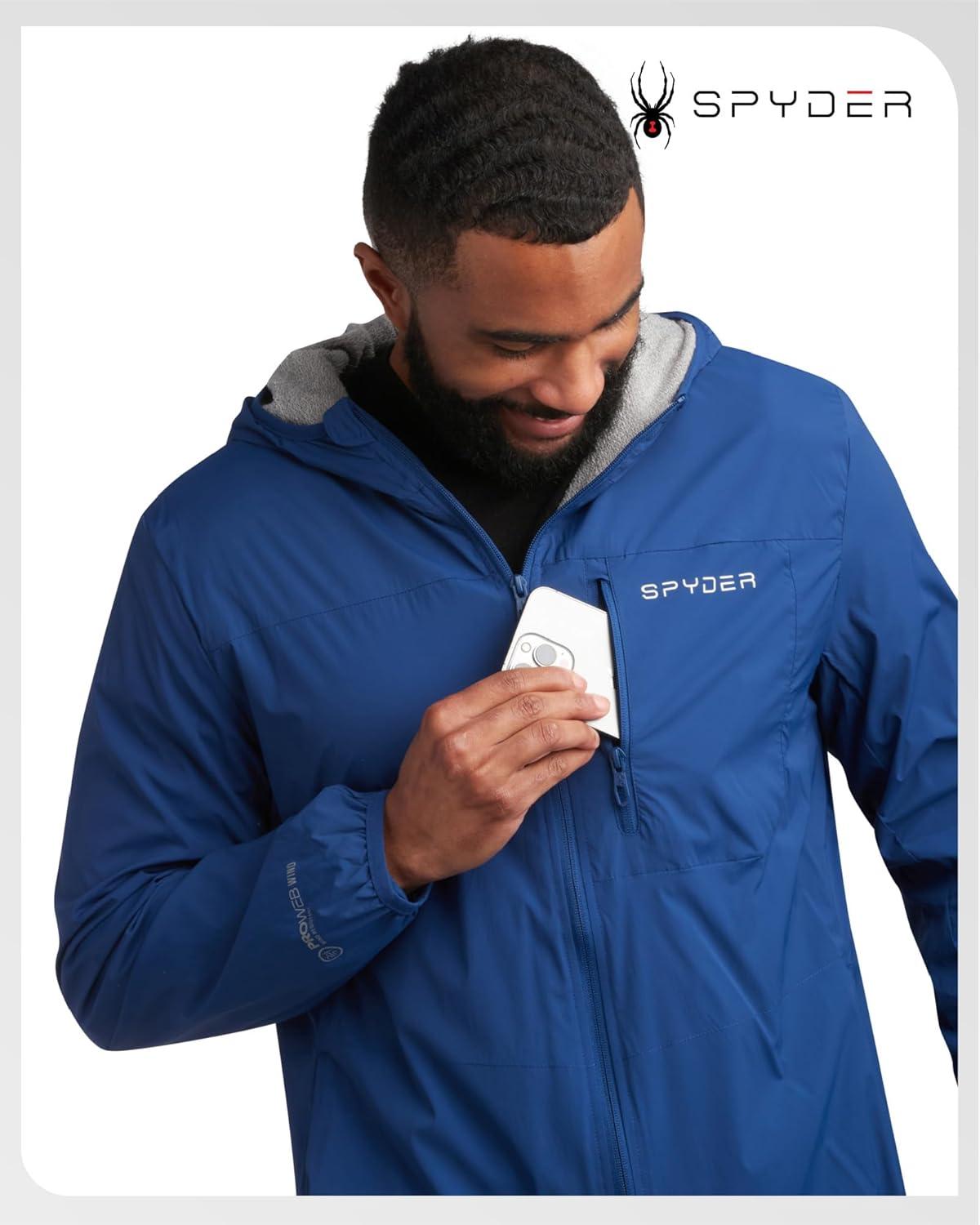 imageSpyder Mens Rain Jacket Water Resistant Hooded Windbreaker Lightweight Rain Coats for Travel and Golf Sizes SLTrue Blue