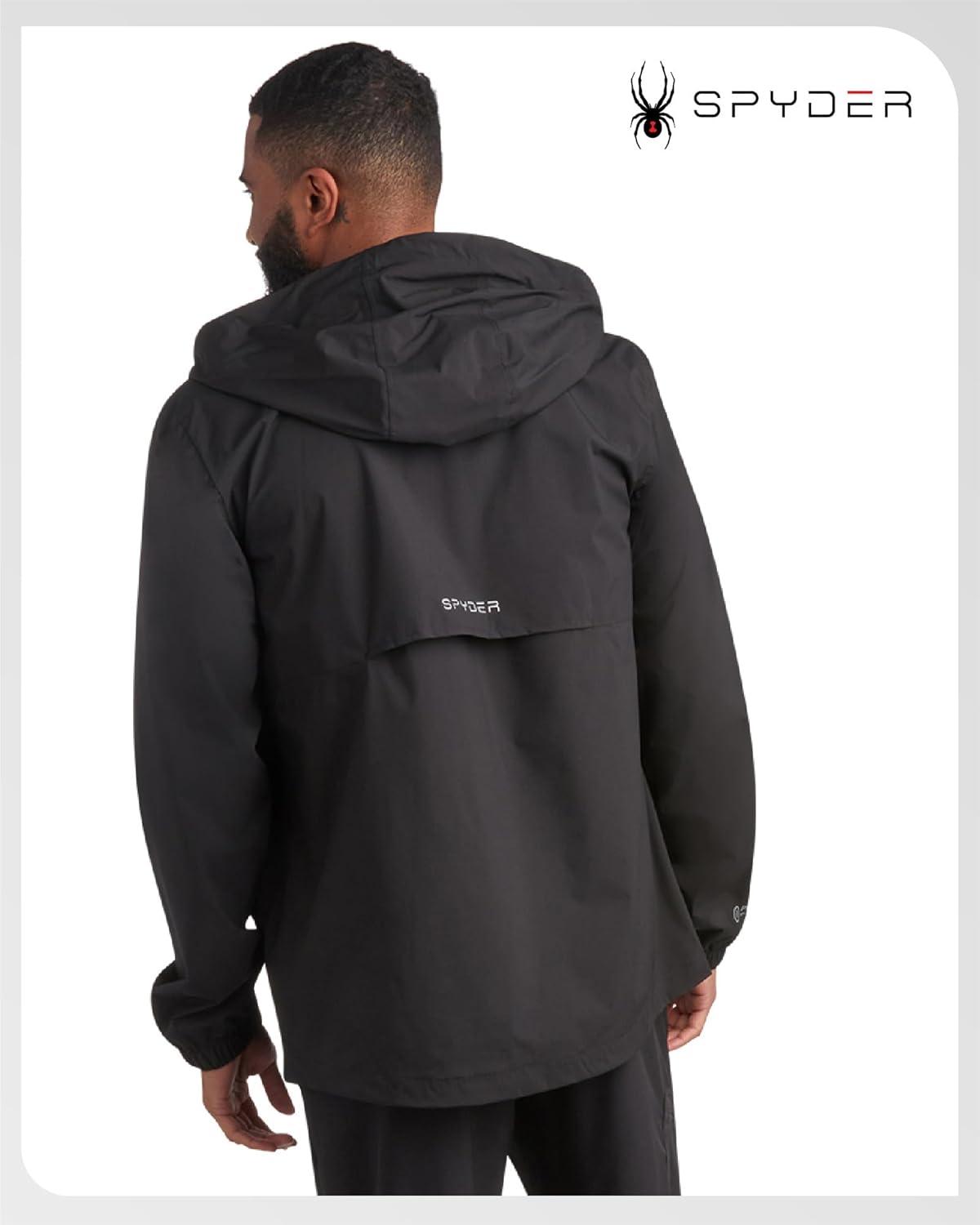 imageSpyder Mens Rain Jacket Waterproof Lightweight Hooded Windbreaker Outerwear Jacket for Golf Hiking and Outdoor SXLBlack