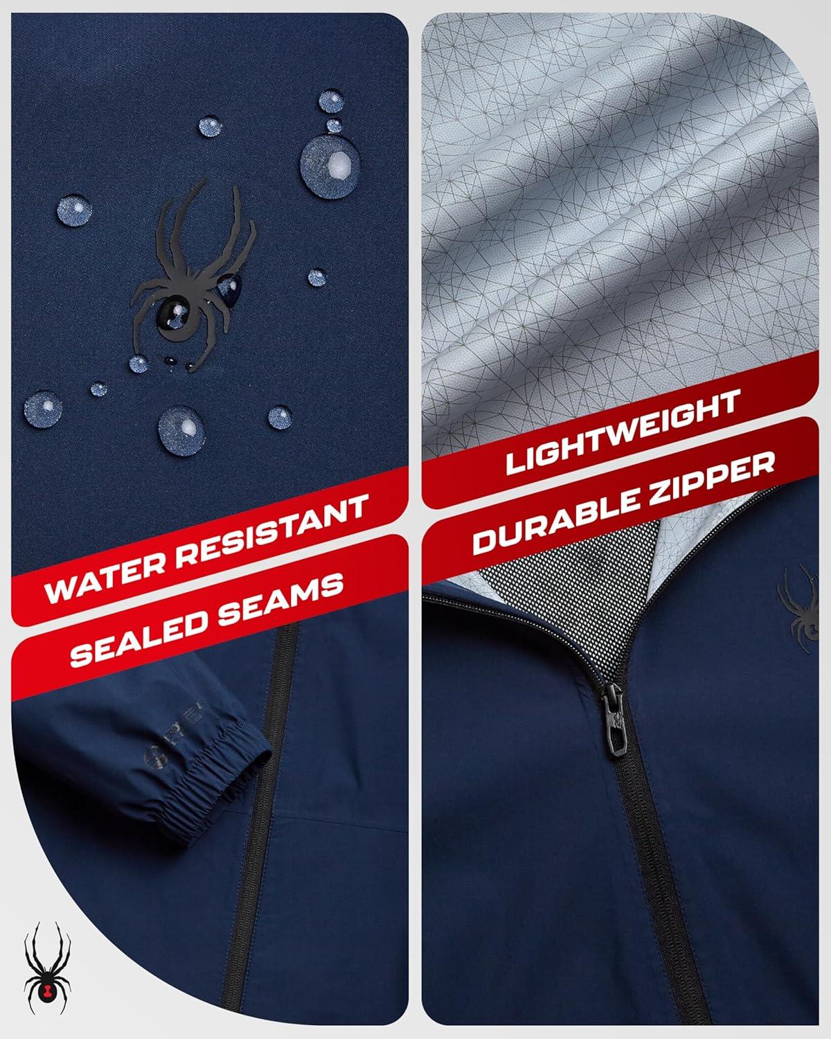 imageSpyder Mens Rain Jacket Waterproof Lightweight Hooded Windbreaker Outerwear Jacket for Golf Hiking and Outdoor SXLDark Navy