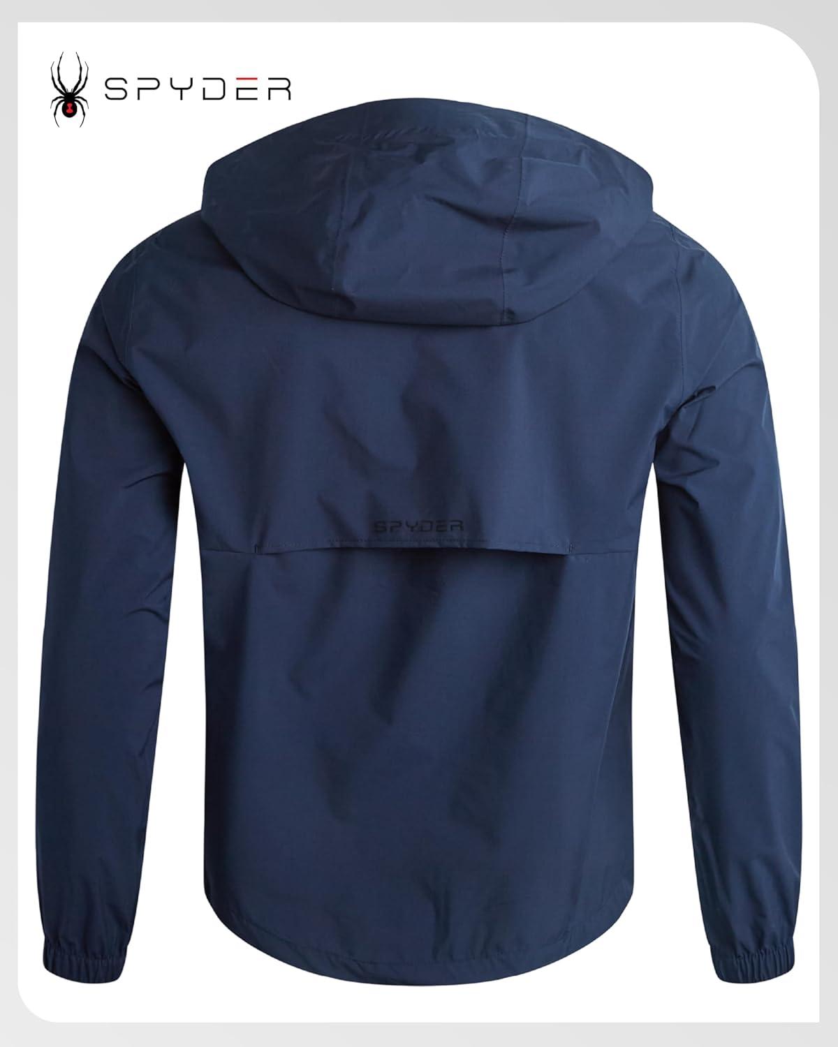 imageSpyder Mens Rain Jacket Waterproof Lightweight Hooded Windbreaker Outerwear Jacket for Golf Hiking and Outdoor SXLDark Navy