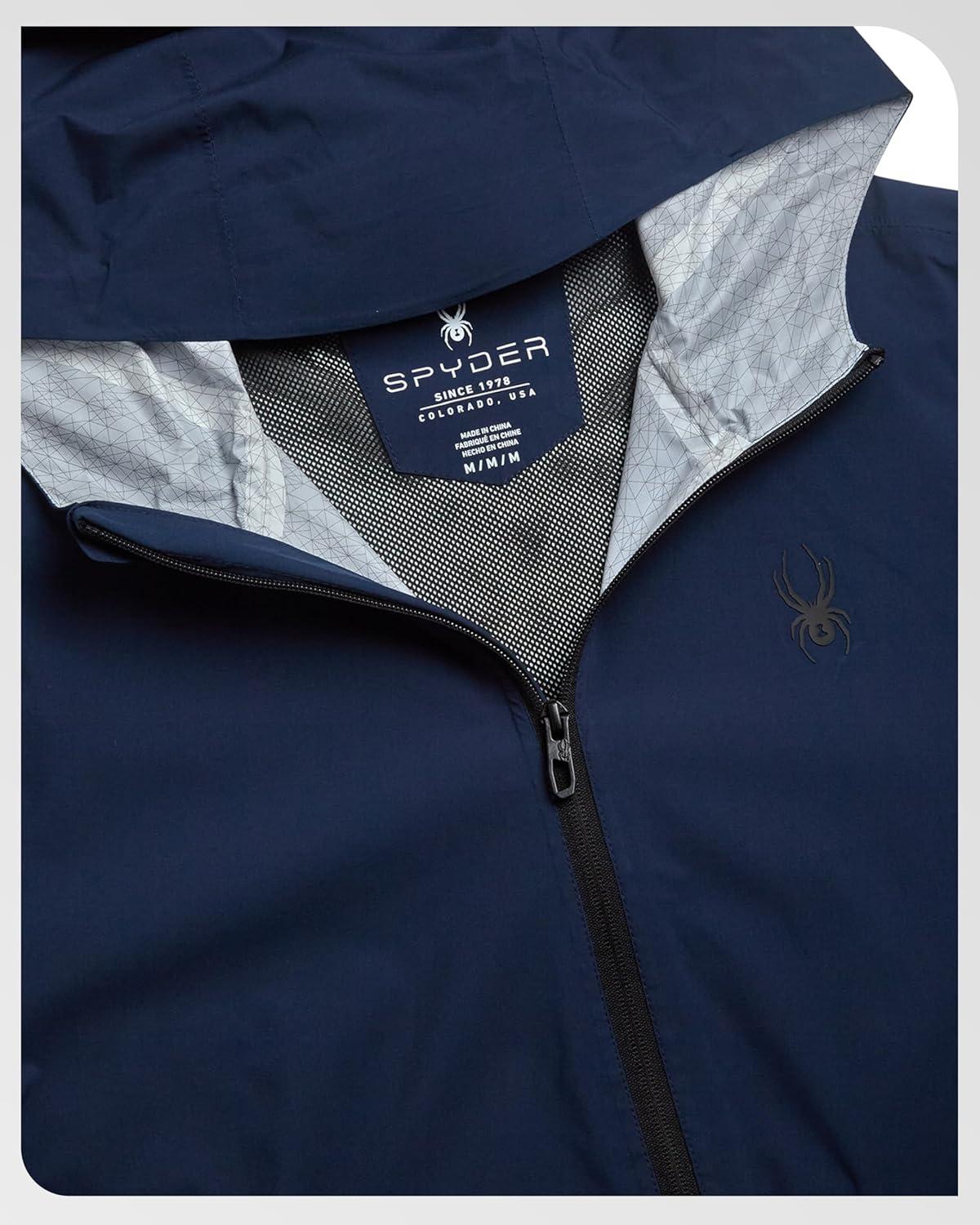 imageSpyder Mens Rain Jacket Waterproof Lightweight Hooded Windbreaker Outerwear Jacket for Golf Hiking and Outdoor SXLDark Navy