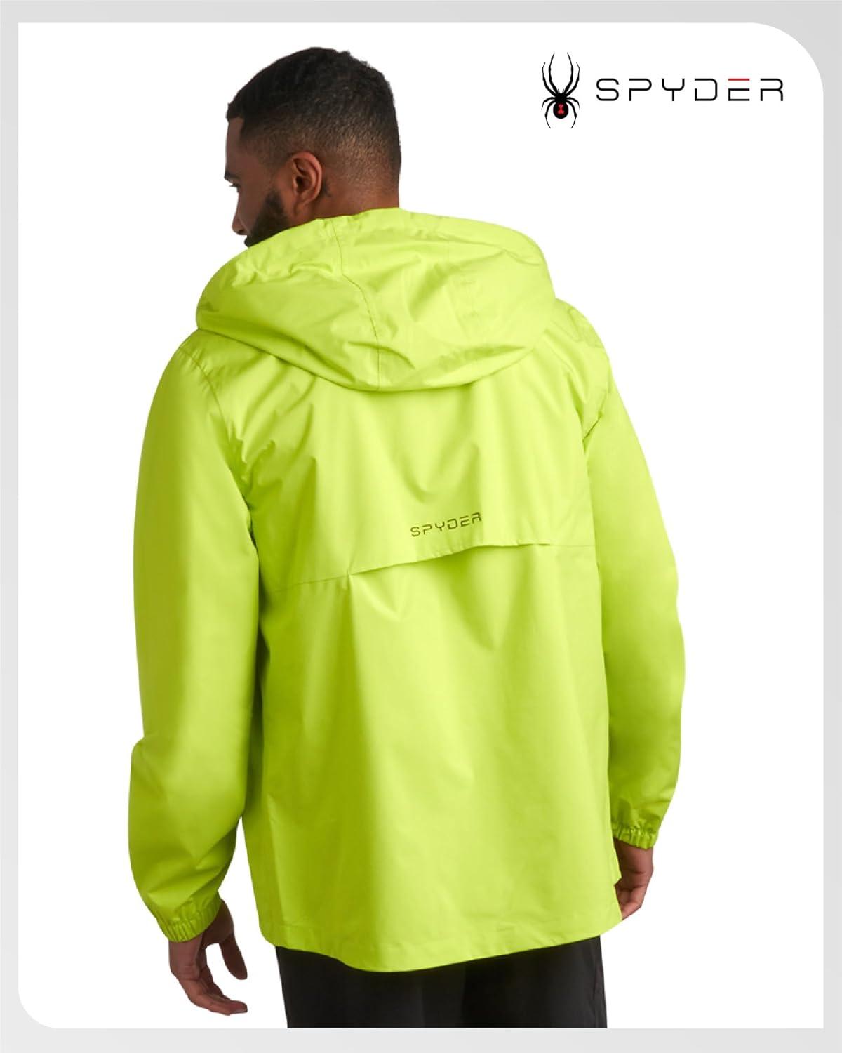 imageSpyder Mens Rain Jacket Waterproof Lightweight Hooded Windbreaker Outerwear Jacket for Golf Hiking and Outdoor SXLLime