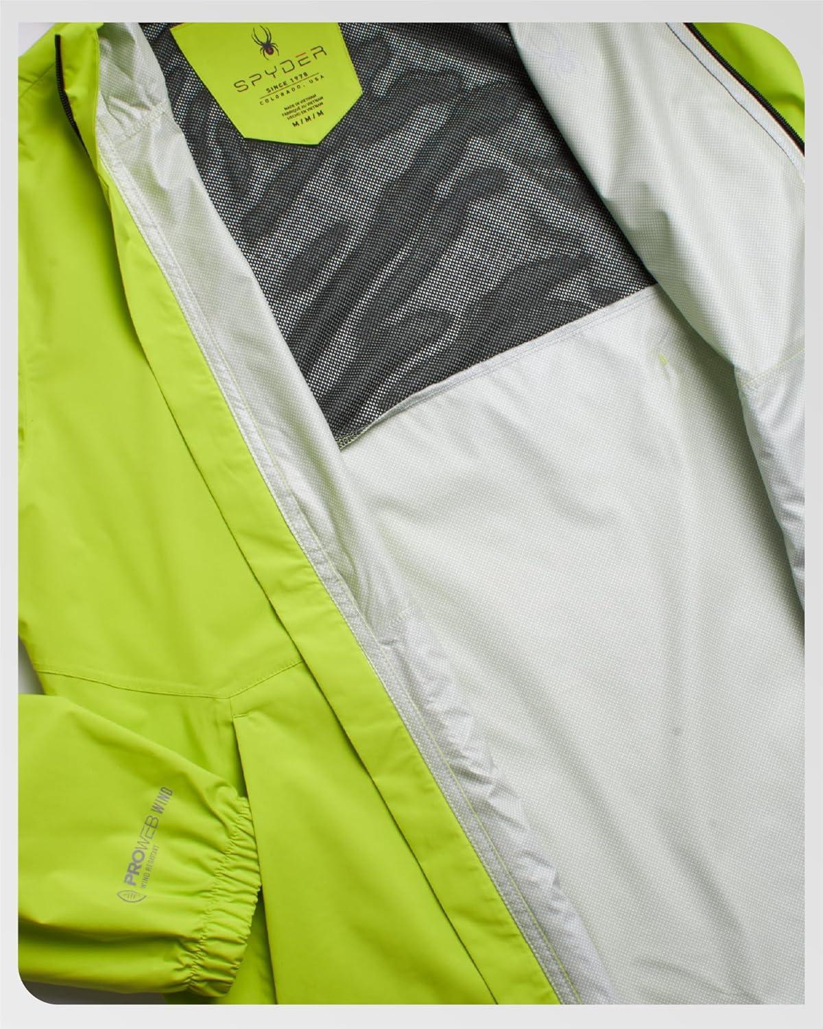 imageSpyder Mens Rain Jacket Waterproof Lightweight Hooded Windbreaker Outerwear Jacket for Golf Hiking and Outdoor SXLLime