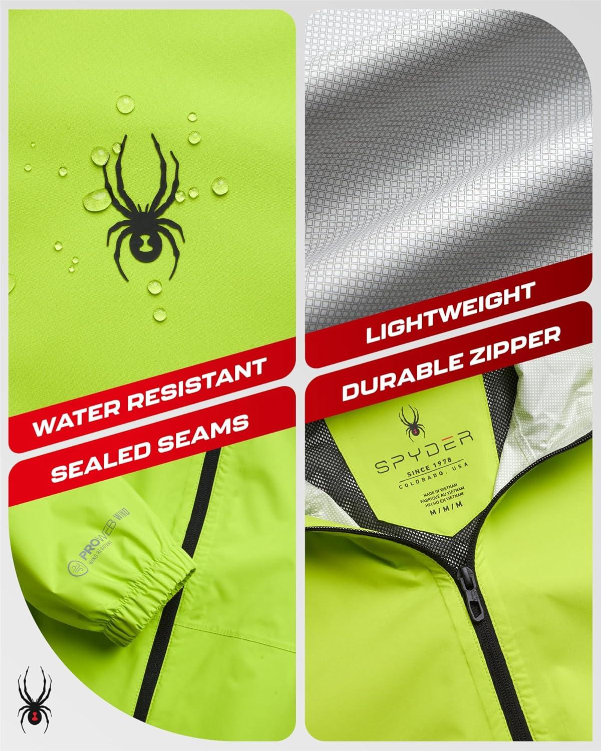 imageSpyder Mens Rain Jacket Waterproof Lightweight Hooded Windbreaker Outerwear Jacket for Golf Hiking and Outdoor SXLLime