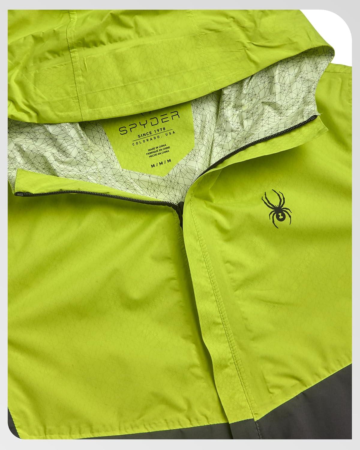 imageSpyder Mens Rain Jacket Waterproof Lightweight Hooded Windbreaker Outerwear Jacket for Golf Hiking and Outdoor SXLLime Punch