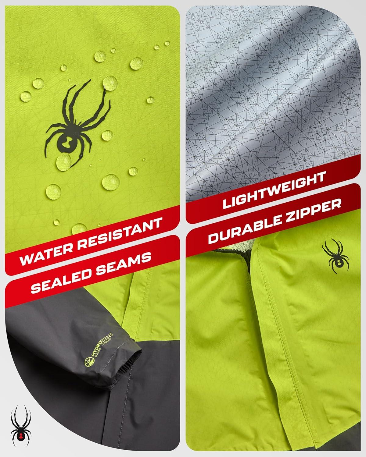 imageSpyder Mens Rain Jacket Waterproof Lightweight Hooded Windbreaker Outerwear Jacket for Golf Hiking and Outdoor SXLLime Punch
