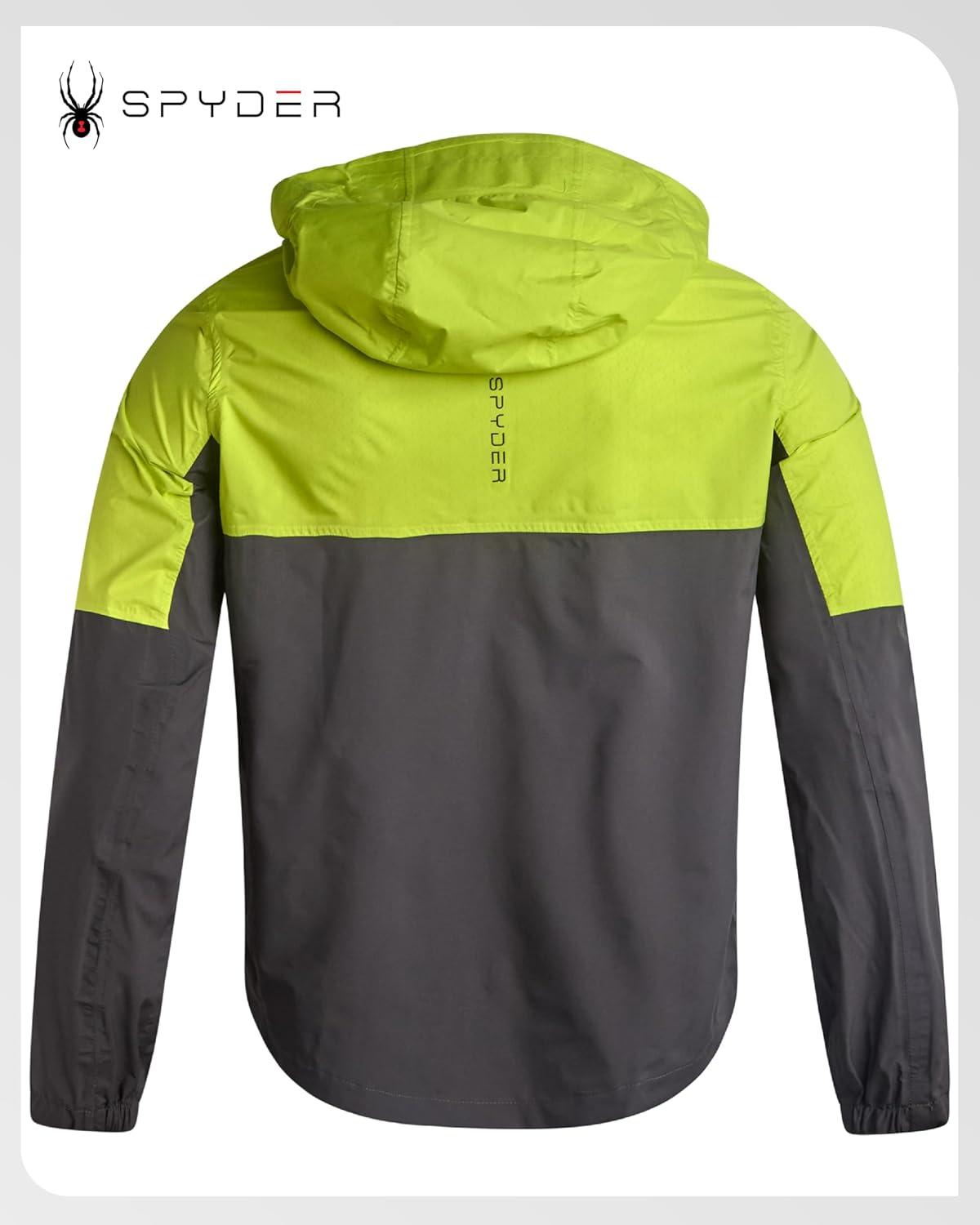 imageSpyder Mens Rain Jacket Waterproof Lightweight Hooded Windbreaker Outerwear Jacket for Golf Hiking and Outdoor SXLLime Punch