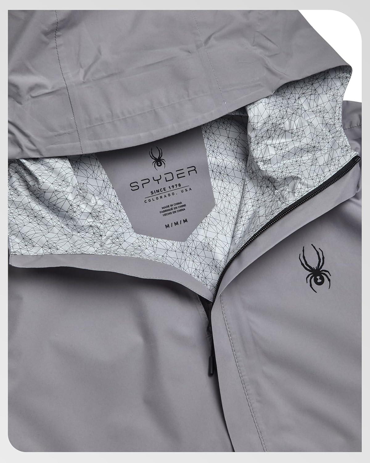 imageSpyder Mens Rain Jacket Waterproof Lightweight Hooded Windbreaker Outerwear Jacket for Golf Hiking and Outdoor SXLPewter