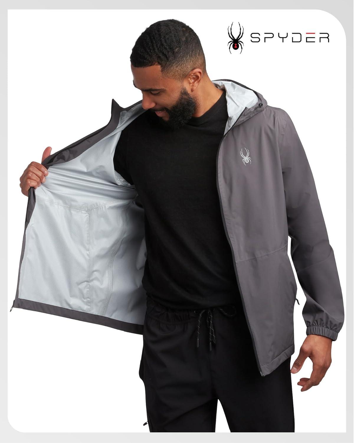 imageSpyder Mens Rain Jacket Waterproof Lightweight Hooded Windbreaker Outerwear Jacket for Golf Hiking and Outdoor SXLPolar