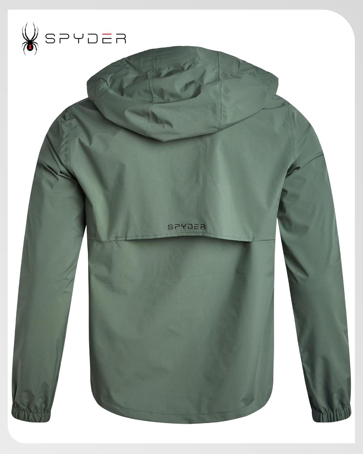 imageSpyder Mens Rain Jacket Waterproof Lightweight Hooded Windbreaker Outerwear Jacket for Golf Hiking and Outdoor SXLSpruce Green