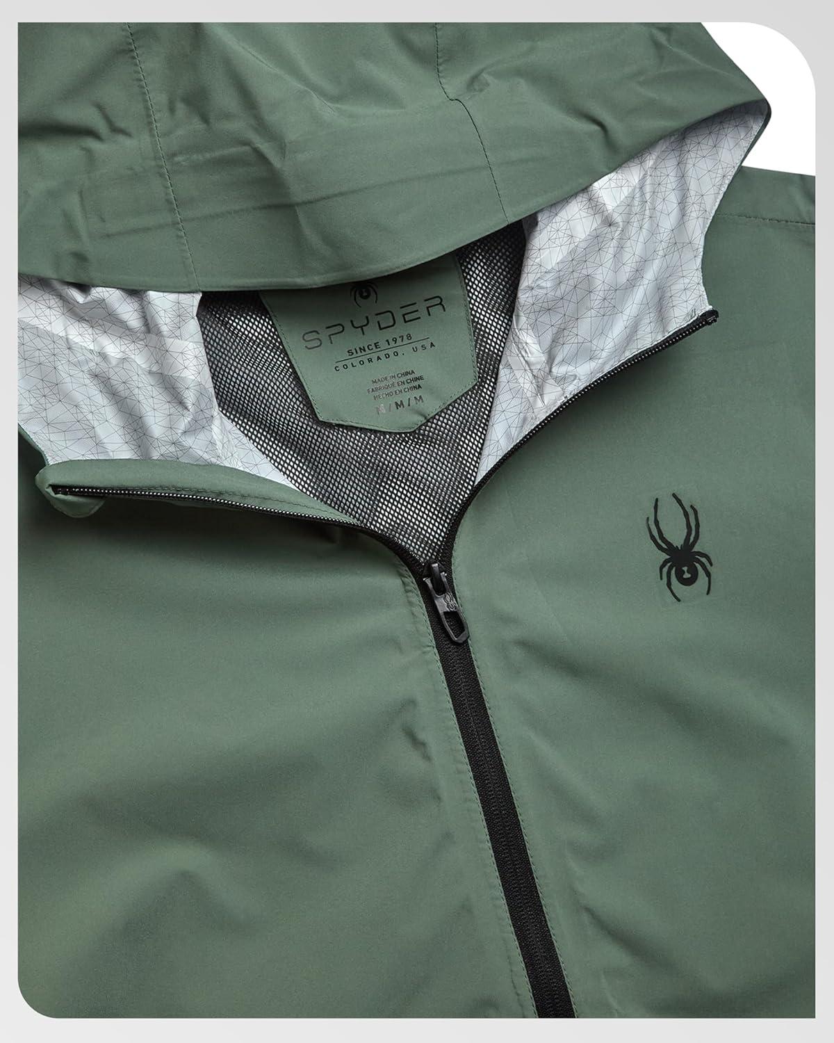 imageSpyder Mens Rain Jacket Waterproof Lightweight Hooded Windbreaker Outerwear Jacket for Golf Hiking and Outdoor SXLSpruce Green
