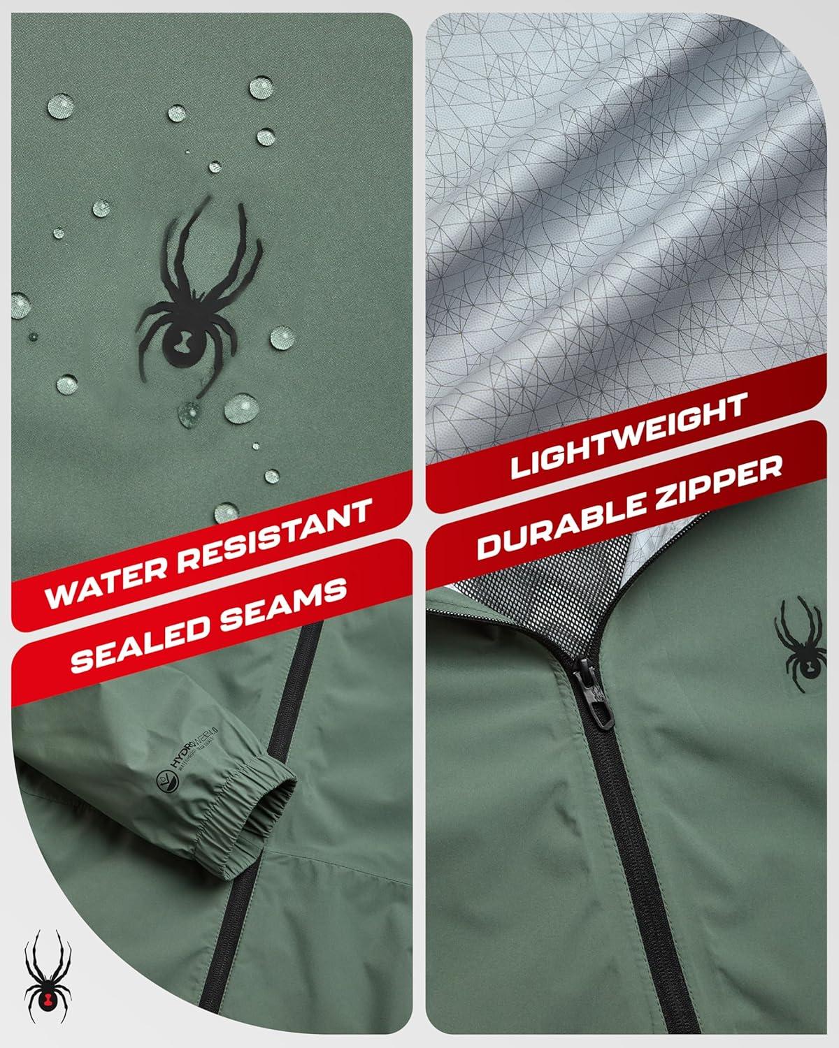 imageSpyder Mens Rain Jacket Waterproof Lightweight Hooded Windbreaker Outerwear Jacket for Golf Hiking and Outdoor SXLSpruce Green