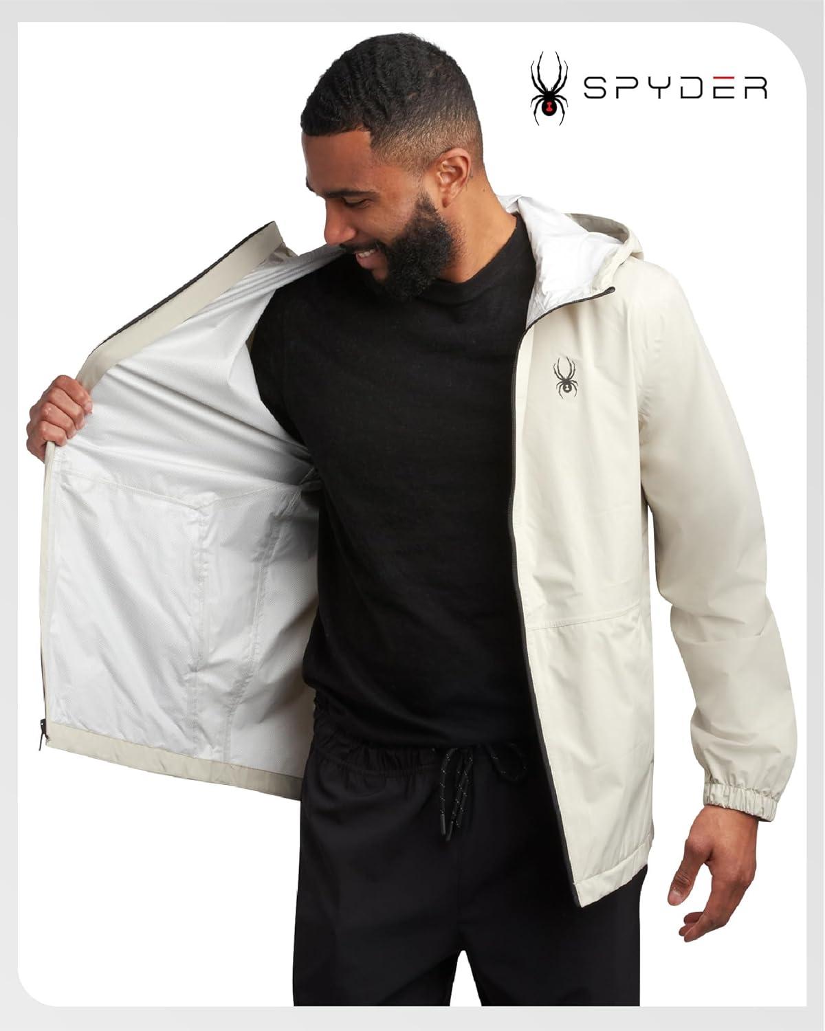 imageSpyder Mens Rain Jacket Waterproof Lightweight Hooded Windbreaker Outerwear Jacket for Golf Hiking and Outdoor SXLStone
