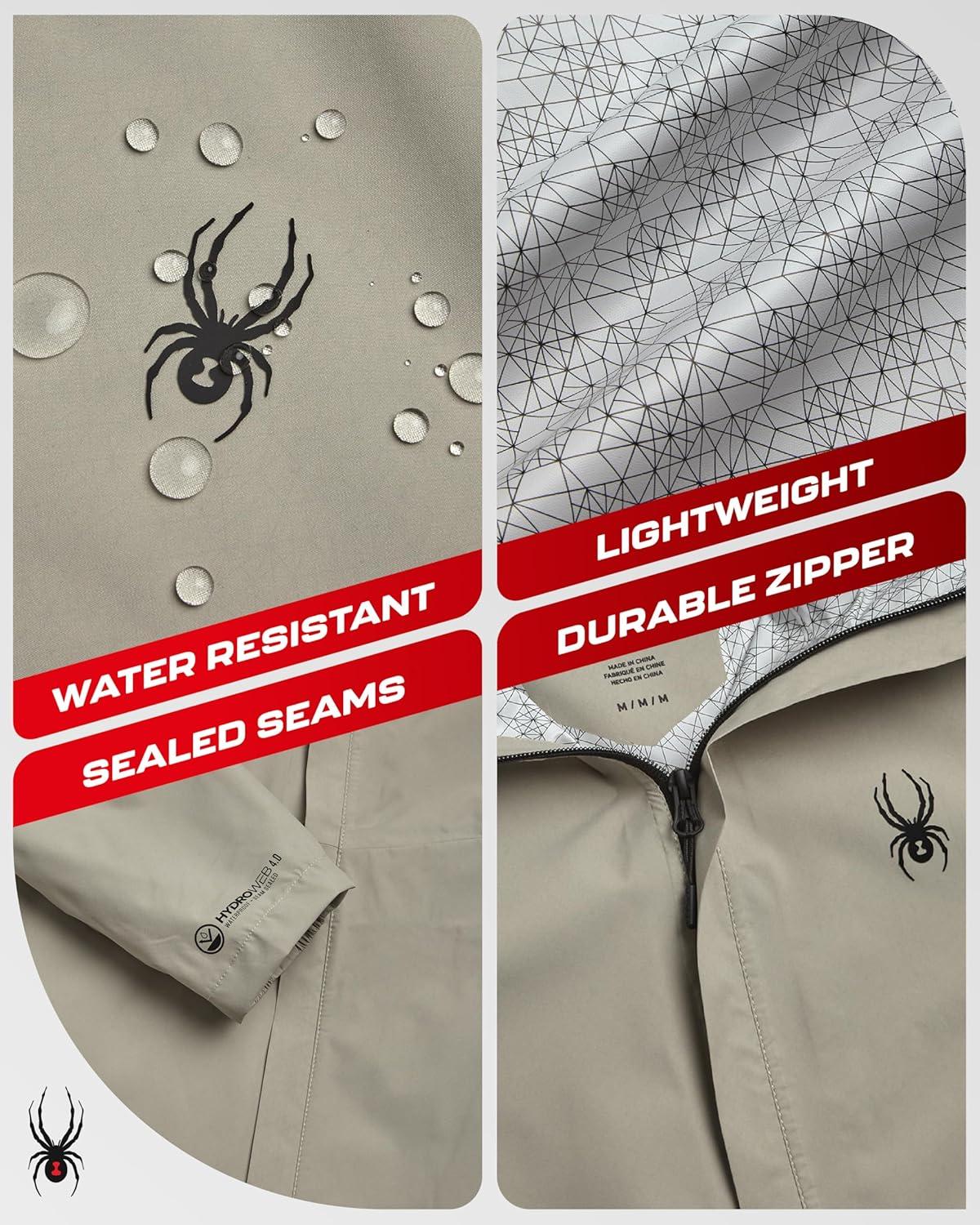 imageSpyder Mens Rain Jacket Waterproof Lightweight Hooded Windbreaker Outerwear Jacket for Golf Hiking and Outdoor SXLStone Beige