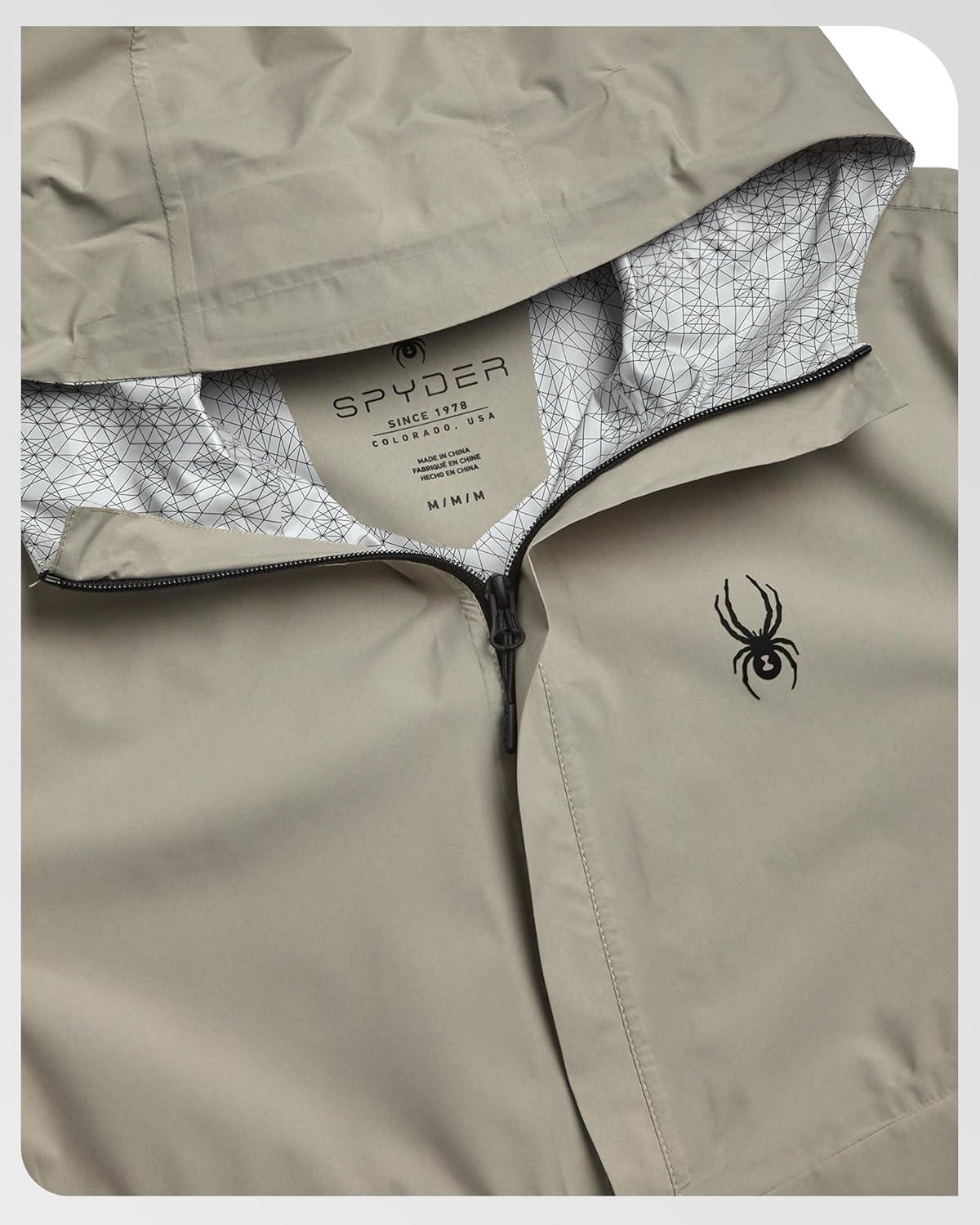imageSpyder Mens Rain Jacket Waterproof Lightweight Hooded Windbreaker Outerwear Jacket for Golf Hiking and Outdoor SXLStone Beige