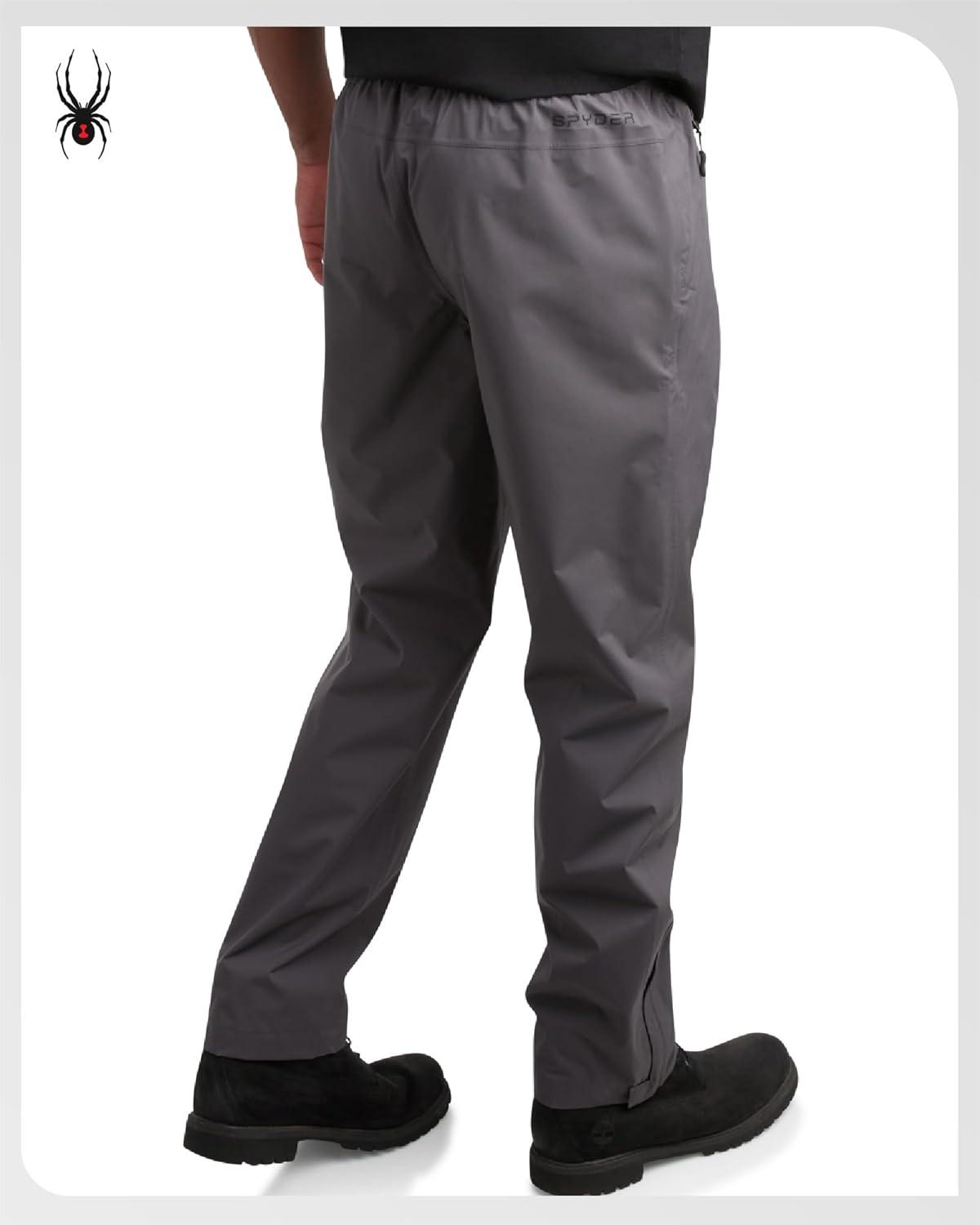 imageSpyder Mens Rain Pants Waterproof Hiking Pants for Men Lightweight Windproof Tactical Outdoor Gear with Elastic WaistbandPolar