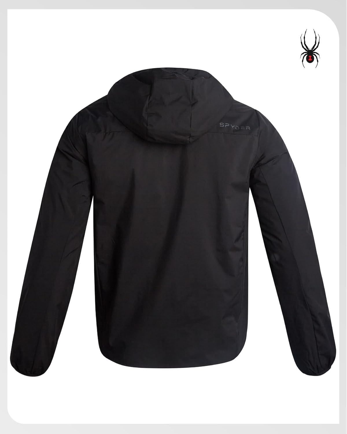 imageSpyder Mens Windbreaker Jacket Lightweight Insulated WaterResistant Active Zip Up Hooded Windbreaker Jackets for MenBlack