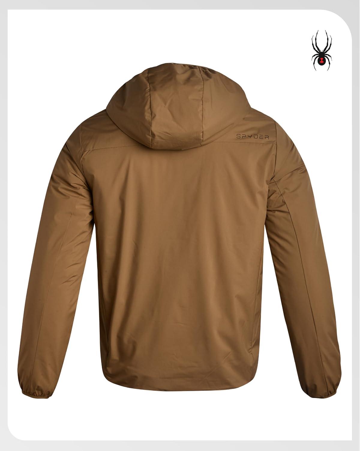 imageSpyder Mens Windbreaker Jacket Lightweight Insulated WaterResistant Active Zip Up Hooded Windbreaker Jackets for MenTaupe
