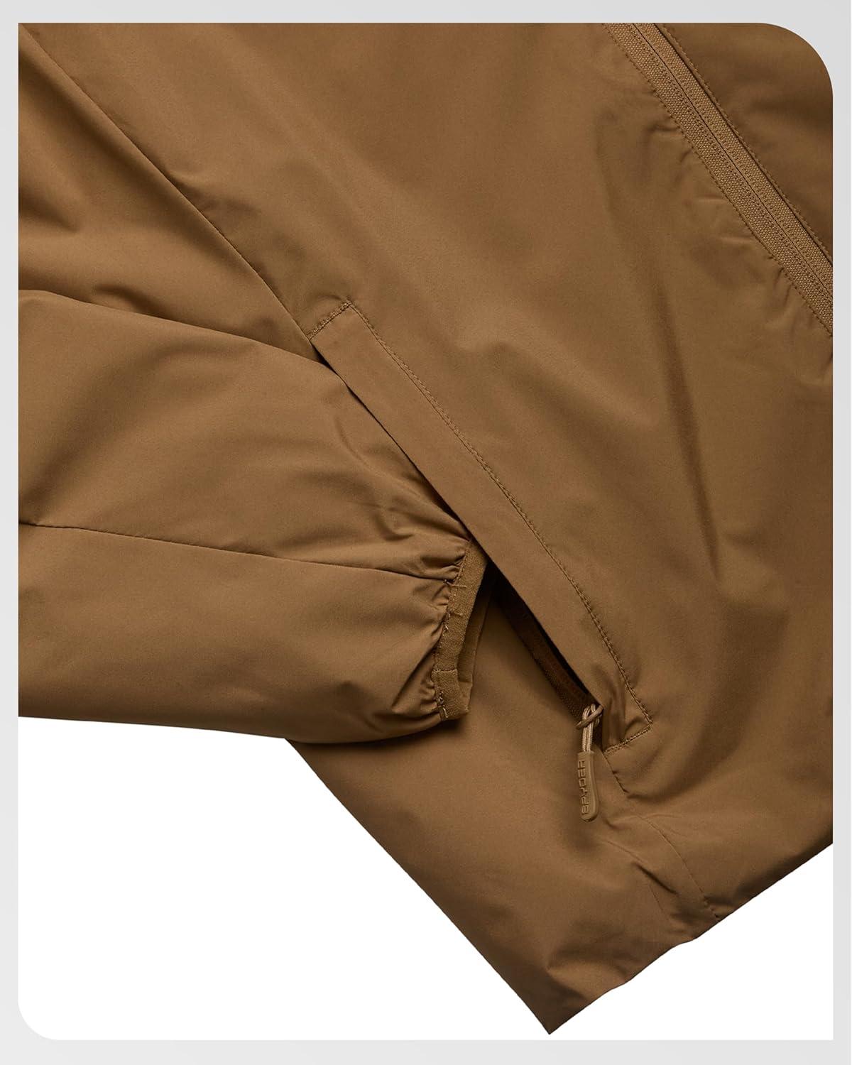 imageSpyder Mens Windbreaker Jacket Lightweight Insulated WaterResistant Active Zip Up Hooded Windbreaker Jackets for MenTaupe