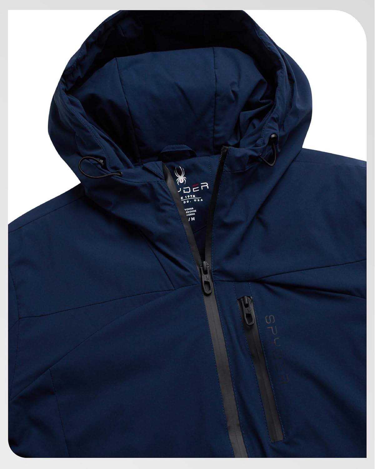 imageSpyder Mens Windbreaker Jacket Lightweight Insulated WaterResistant Active Zip Up Hooded Windbreaker Jackets for MenTrue Navy Blue