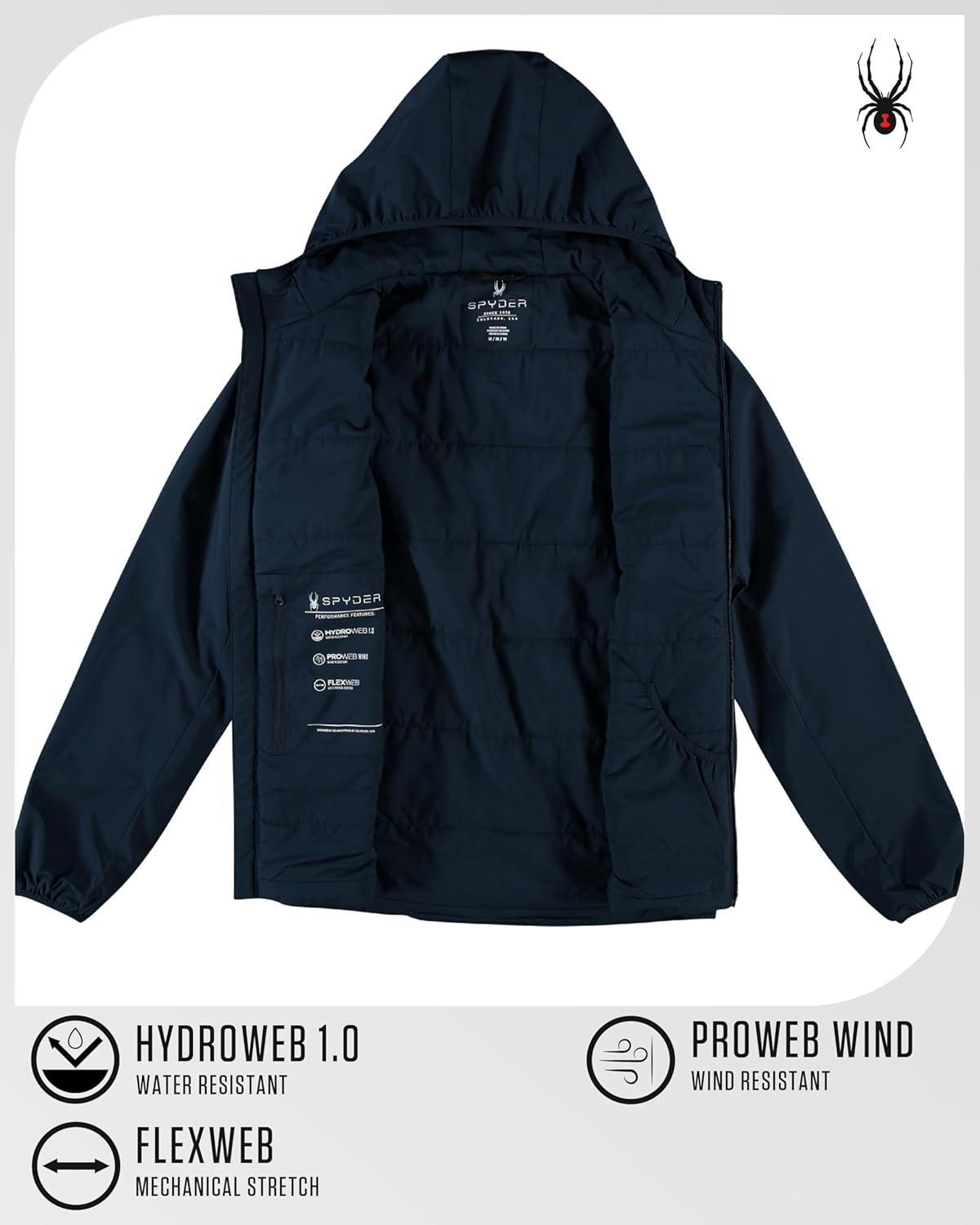 imageSpyder Mens Windbreaker Jacket Lightweight Insulated WaterResistant Active Zip Up Hooded Windbreaker Jackets for MenTrue Navy Blue